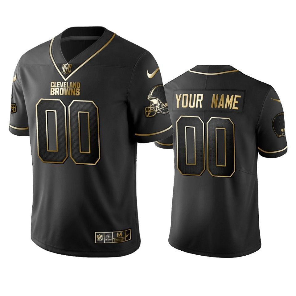2019 Cleveland Browns Custom Black Golden Edition Vapor Untouchable Limited Jersey - Men's