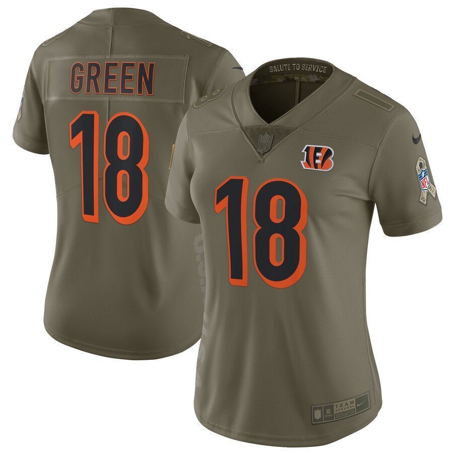 A.J. Green Cincinnati Bengals  Women's Salute to Service Limited Jersey - Olive