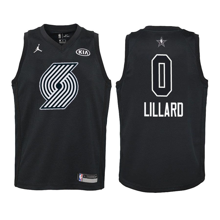 2018 All-Star Blazers Youth Damian Lillard #0 Black Jersey