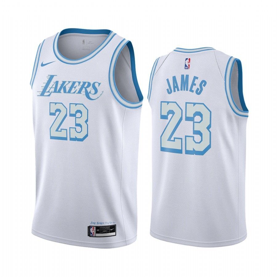 Kobe Bryant Los Angeles Lakers White City Edition New Blue Silver Logo 2020-21 Jersey