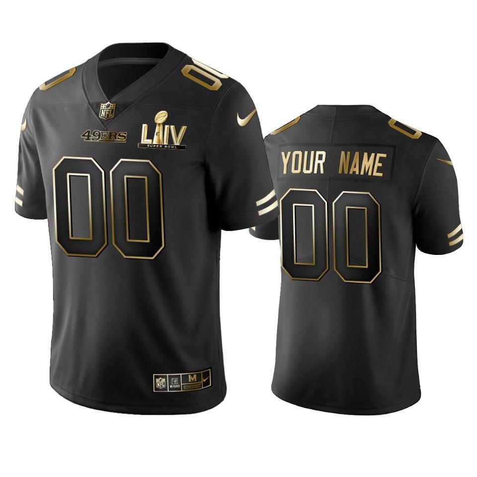 Custom 49ers Black Super Bowl LIV Golden Edition Jersey