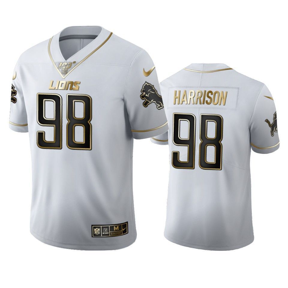 Damon Harrison Lions White 100th Season Golden Edition Jersey