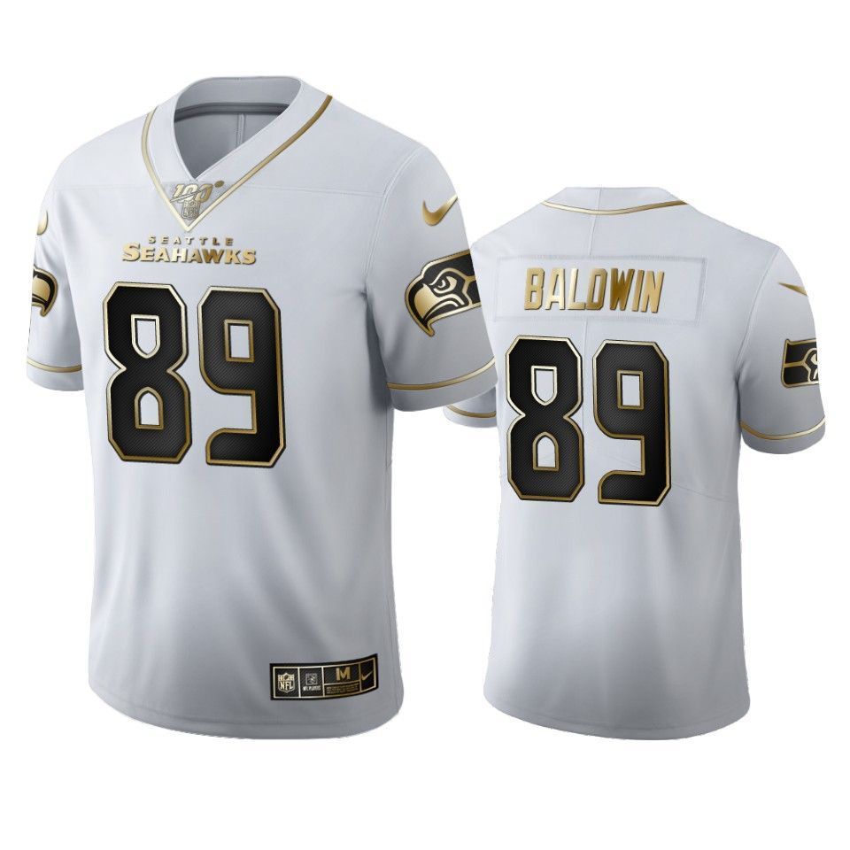 Doug Baldwin Seahawks White 100th Season Golden Edition Jersey