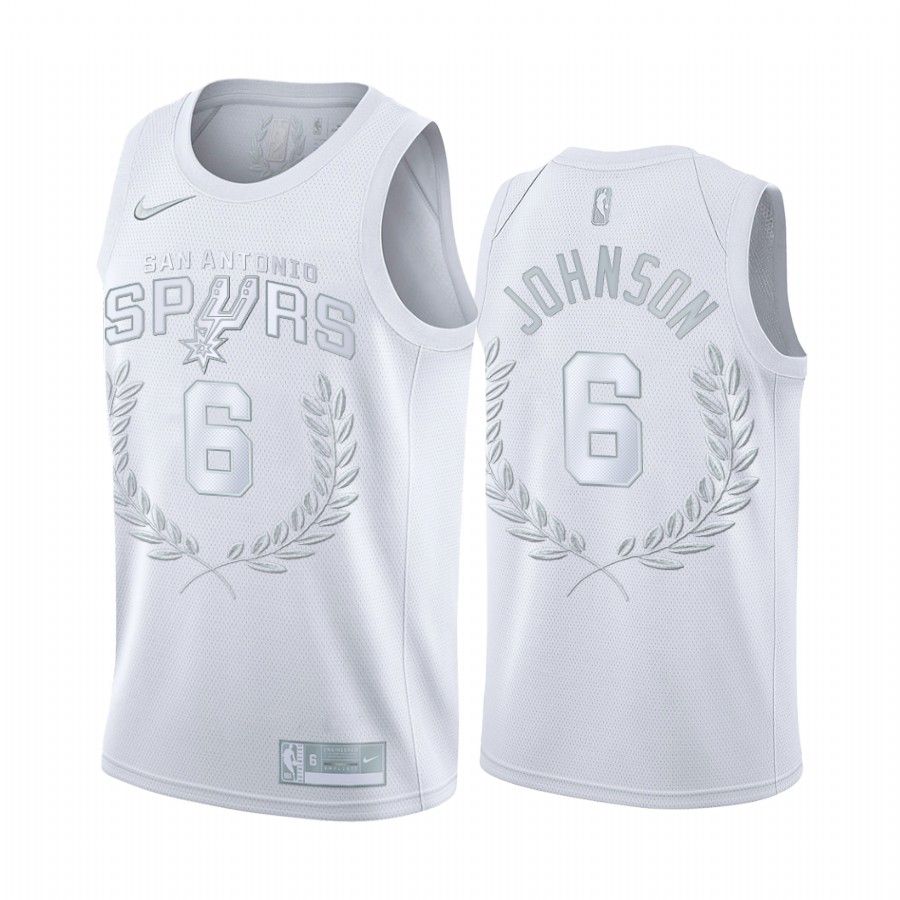 Avery Johnson #6 San Antonio Spurs White Retired Number Jersey