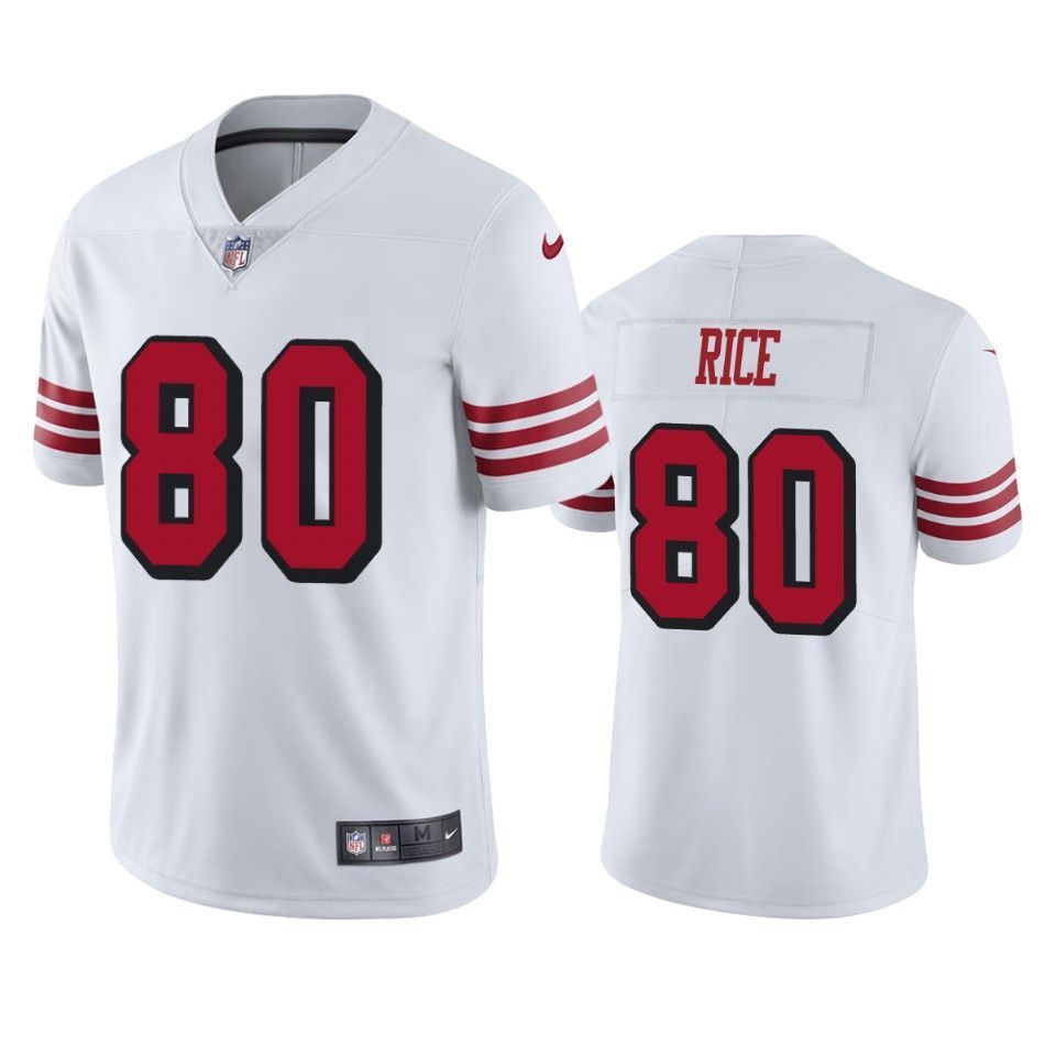 49ers Jerry Rice White Color Rush Limited Jersey