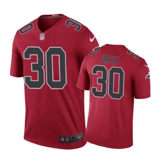 Atlanta Falcons #30 Ricky Ortiz  color rush Red Jersey