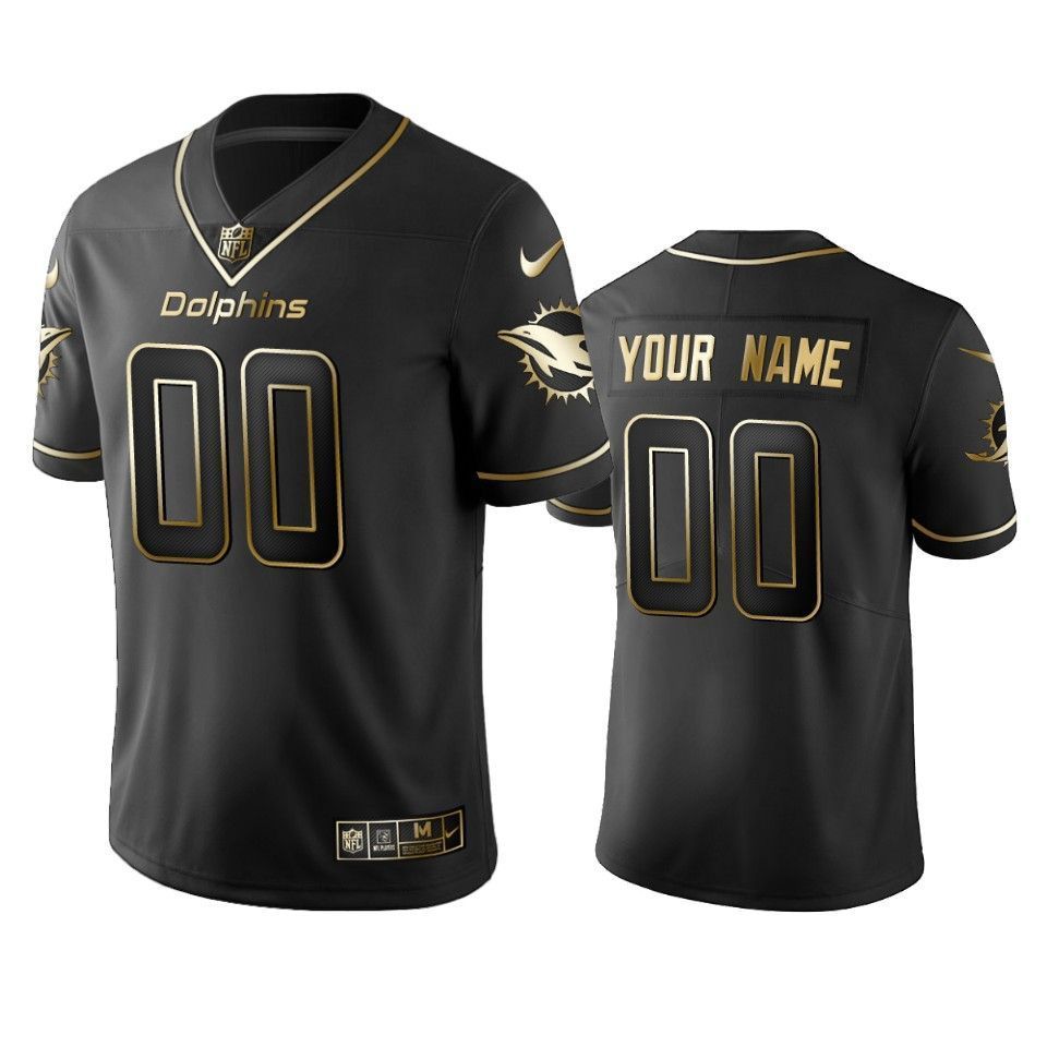 2019 Miami Dolphins Custom Black Golden Edition Vapor Untouchable Limited Jersey - Men's