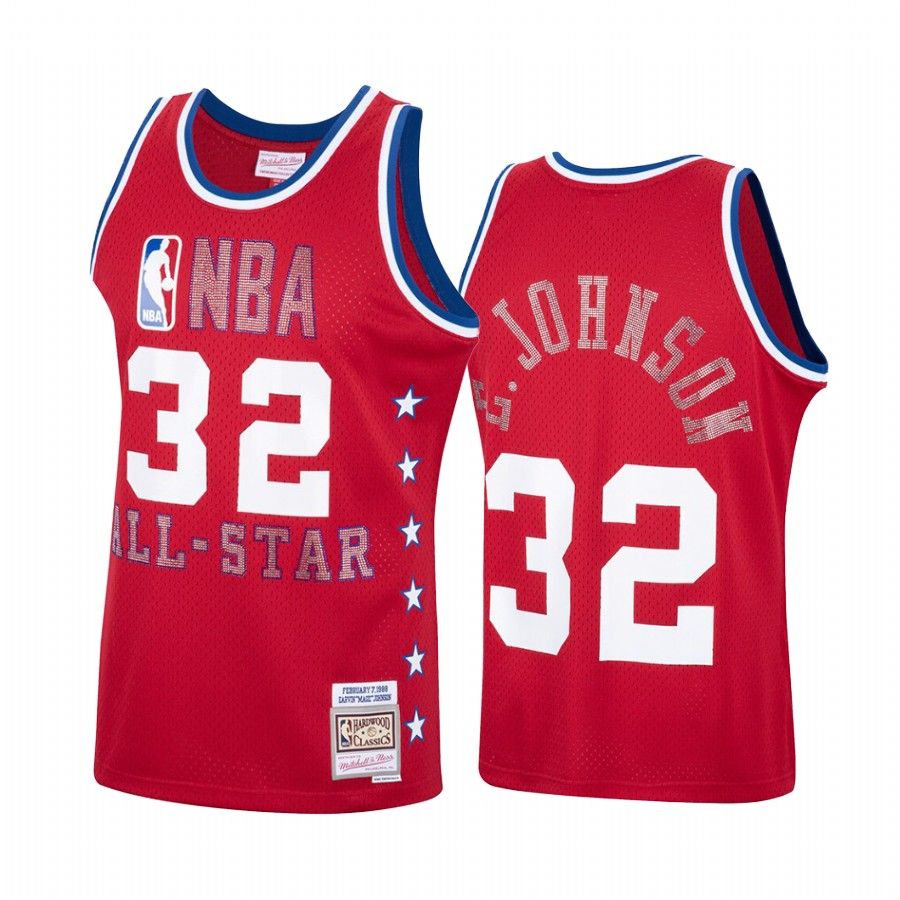 1988 All-Star Western Conference Magic Johnson Los Angeles Lakers #32 Hardwood Classics Jersey - Red
