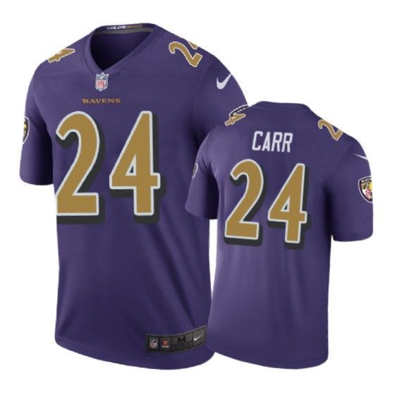 Baltimore Ravens #24 Brandon Carr  color rush Purple Jersey