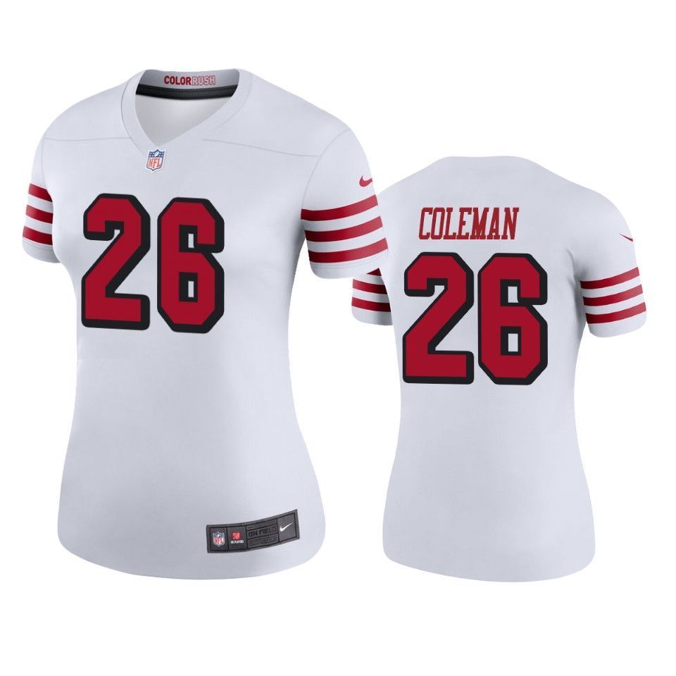 49ers Tevin Coleman White Color Rush Legend Jersey