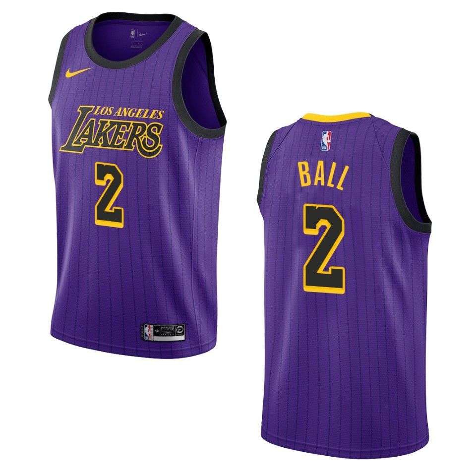 2019-20 Men Los Angeles Lakers #2 Lonzo Ball City Edition Swingman Jersey - Purple