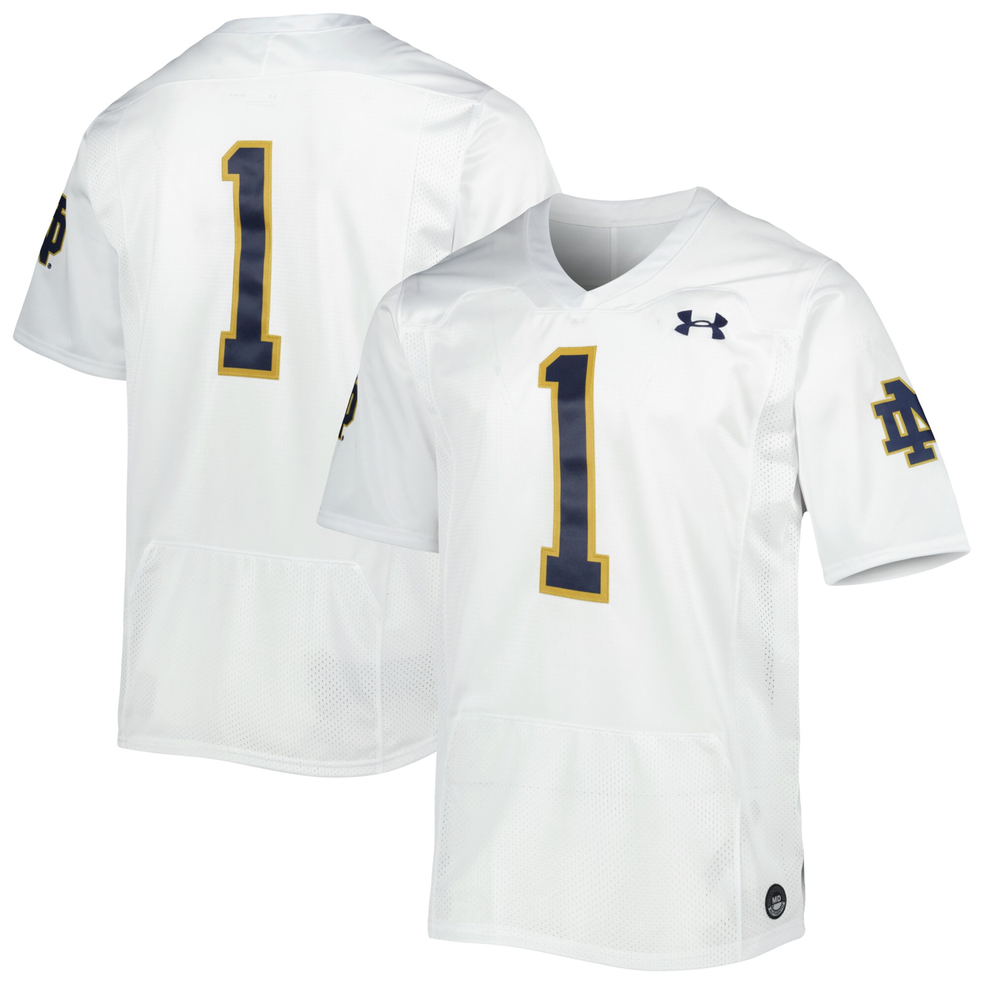 #1 Notre Dame Fighting Irish Under Armour Premier Limited Jersey - White For Youth Women Men