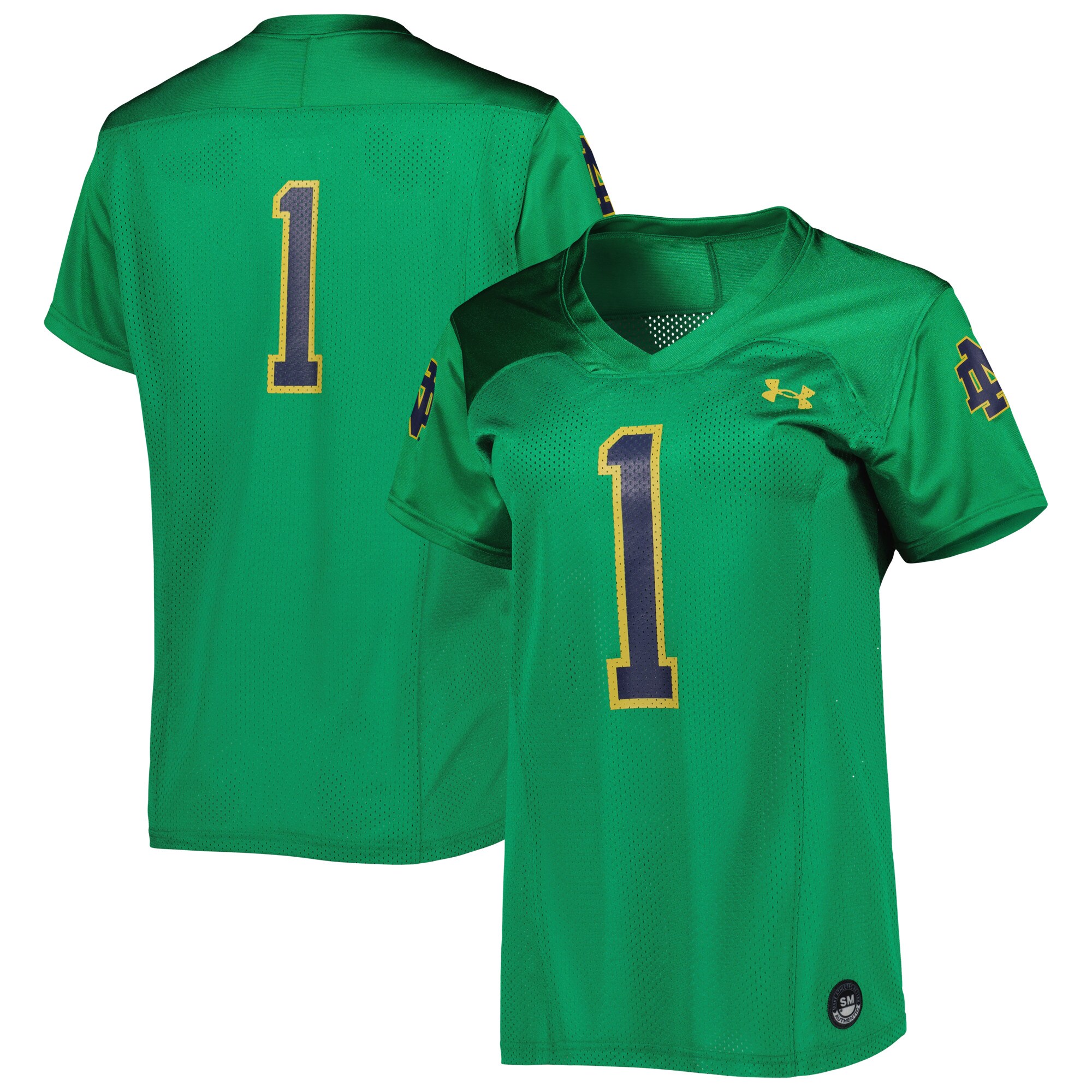#1 Notre Dame Fighting Irish Under Armour Women'S Replica  Football Shirts Jersey - Kelly Green For Youth Women Men
