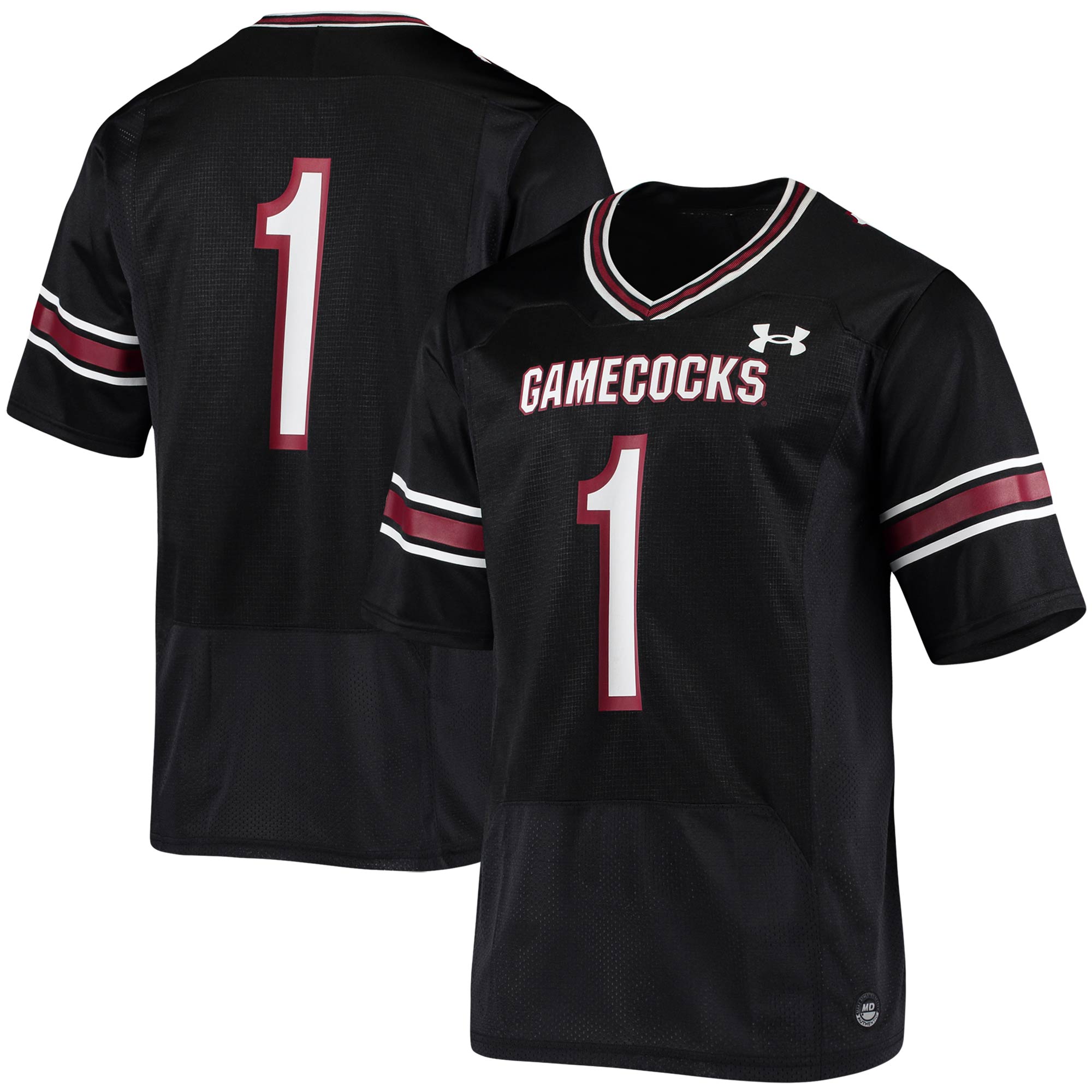 #1 South Carolina Gamecocks Under Armour Logo Replica  Football Shirts Jersey - Black For Youth Women Men