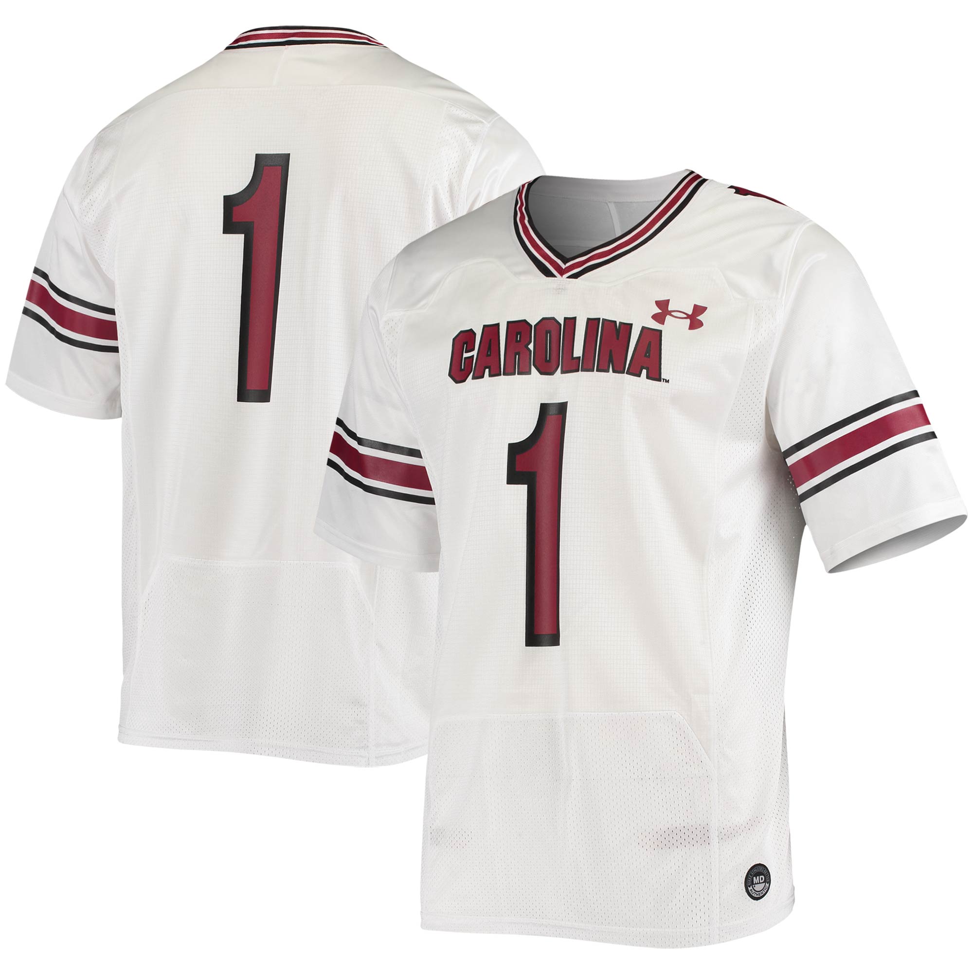 #1 South Carolina Gamecocks Under Armour Logo Replica  Football Shirts Jersey - White For Youth Women Men