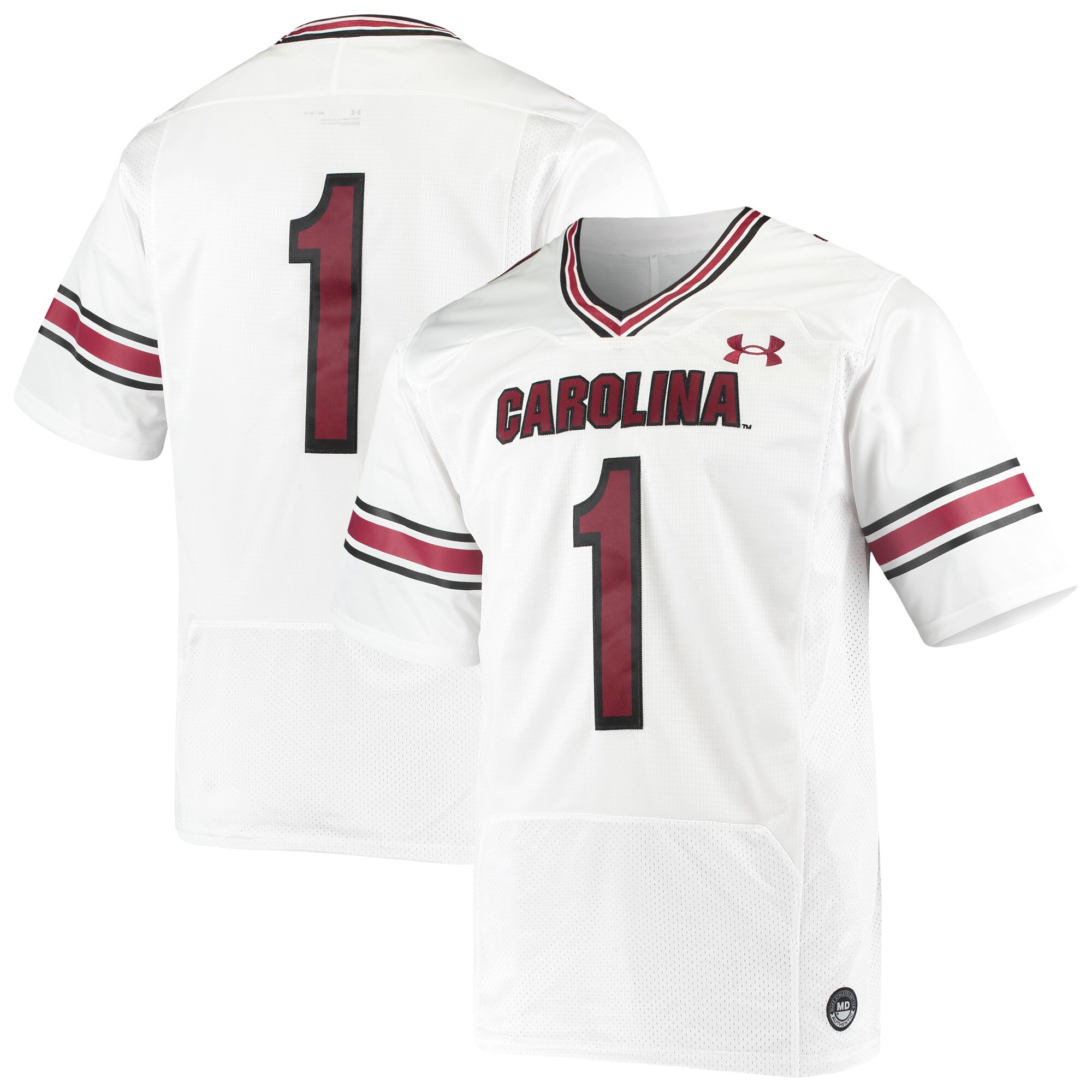 #1 South Carolina Gamecocks Under Armour Premiere  Football Shirts Jersey - White For Youth Women Men