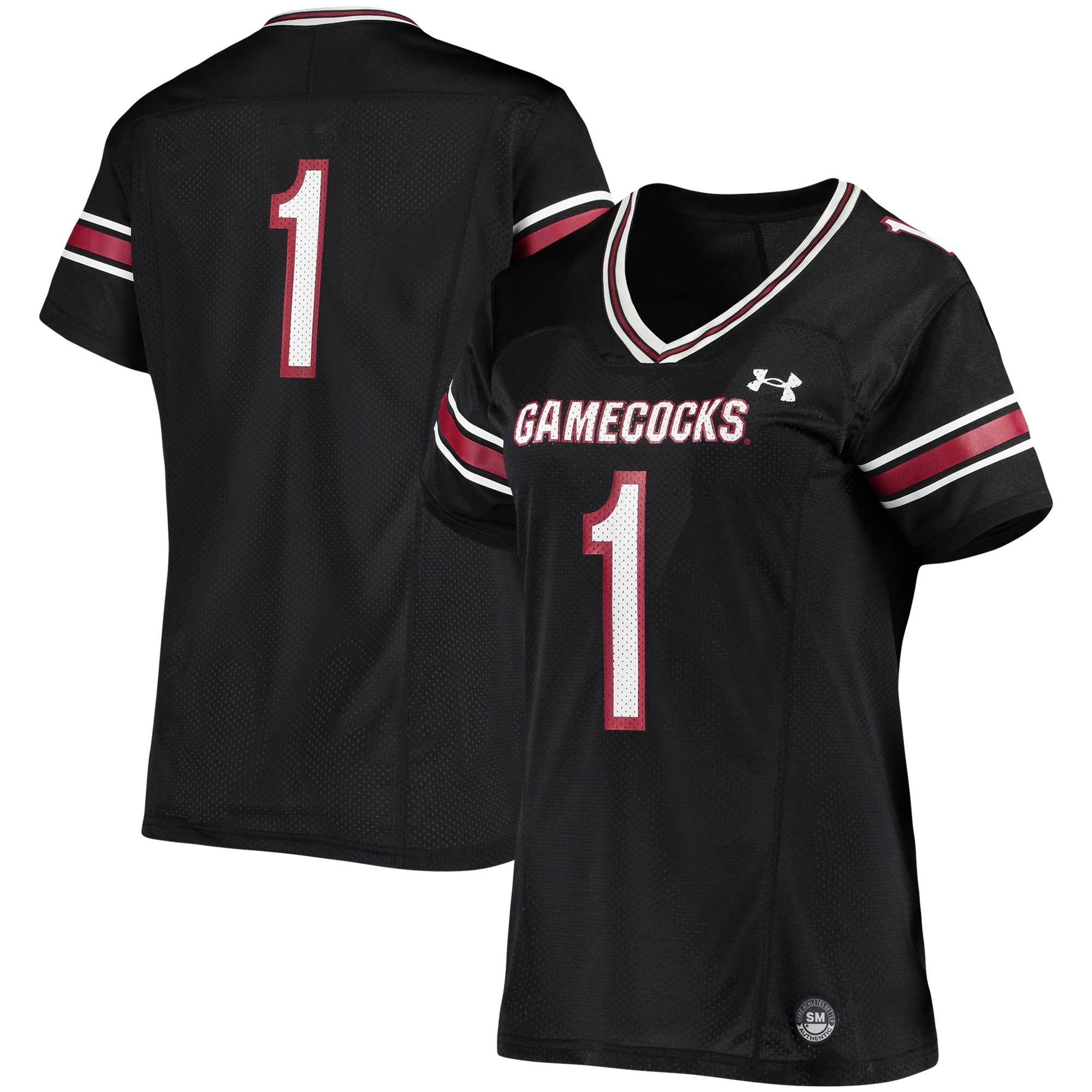 #1 South Carolina Gamecocks Under Armour Women'S Finished Replica  Football Shirts Jersey - Black For Youth Women Men