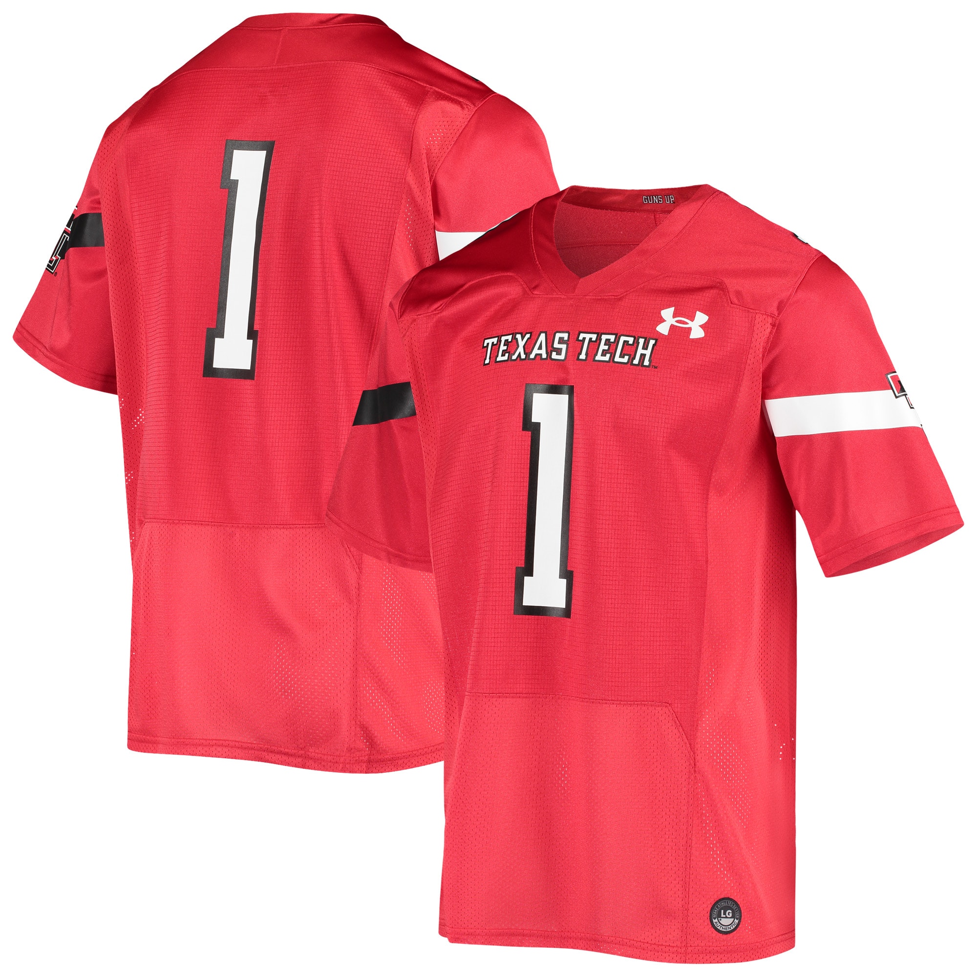 #1 Texas Tech Red Raiders Under Armour Logo Replica  Football Shirts Jersey - Red For Youth Women Men