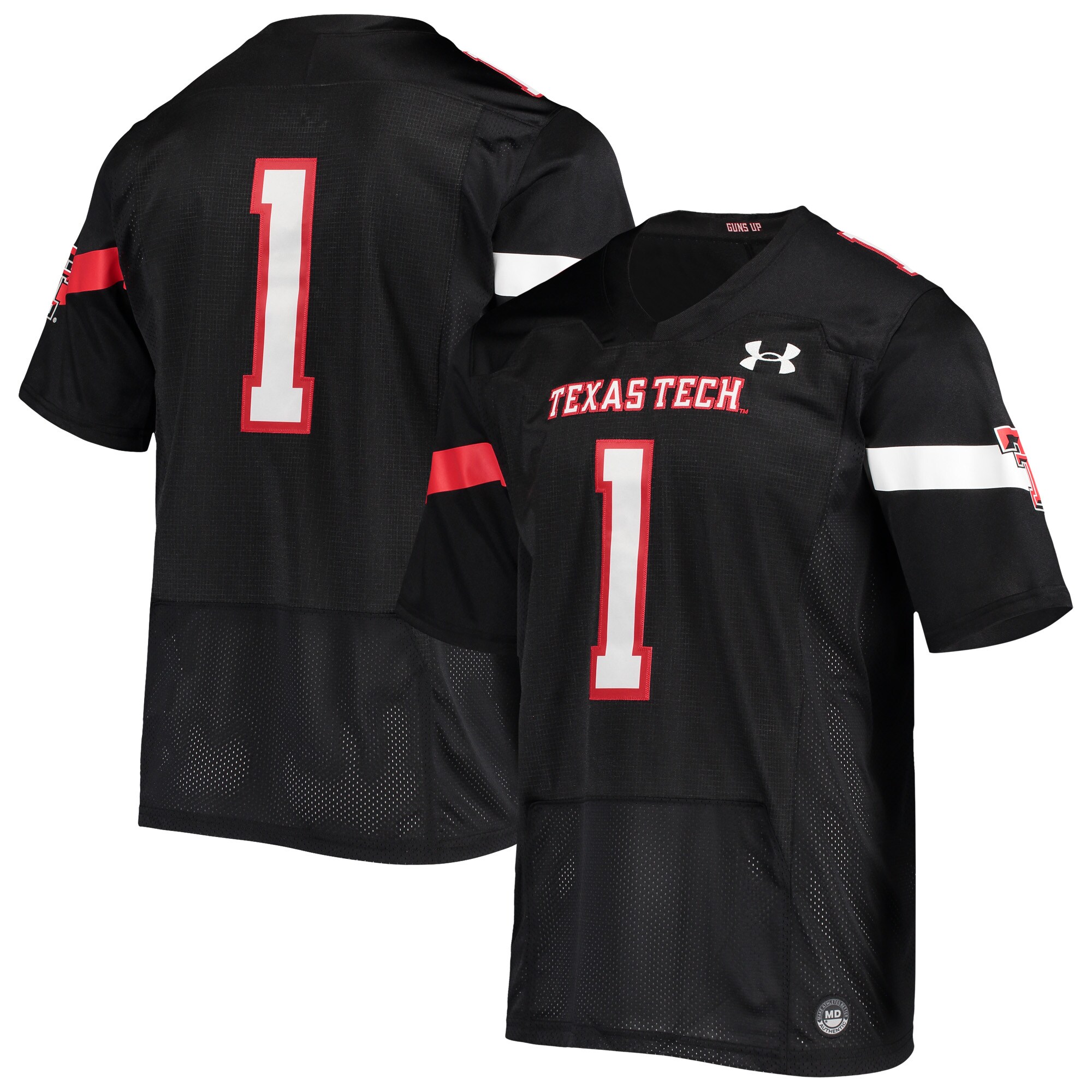 #1 Texas Tech Red Raiders Under Armour Team Premier  Football Shirts Jersey - Black For Youth Women Men