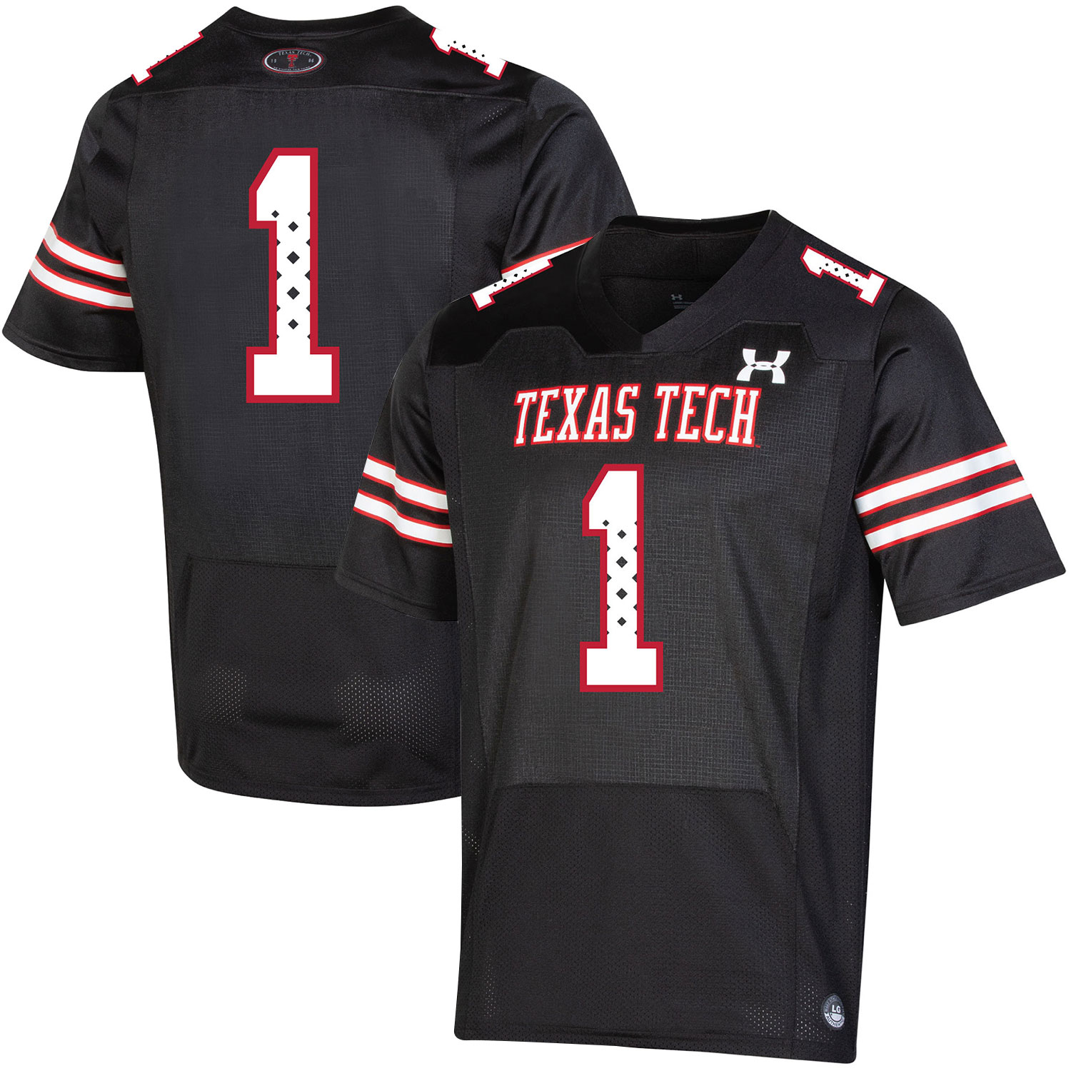 #1 Texas Tech Red Raiders Under Armour Throwback Special Game Jersey - Black For Youth Women Men