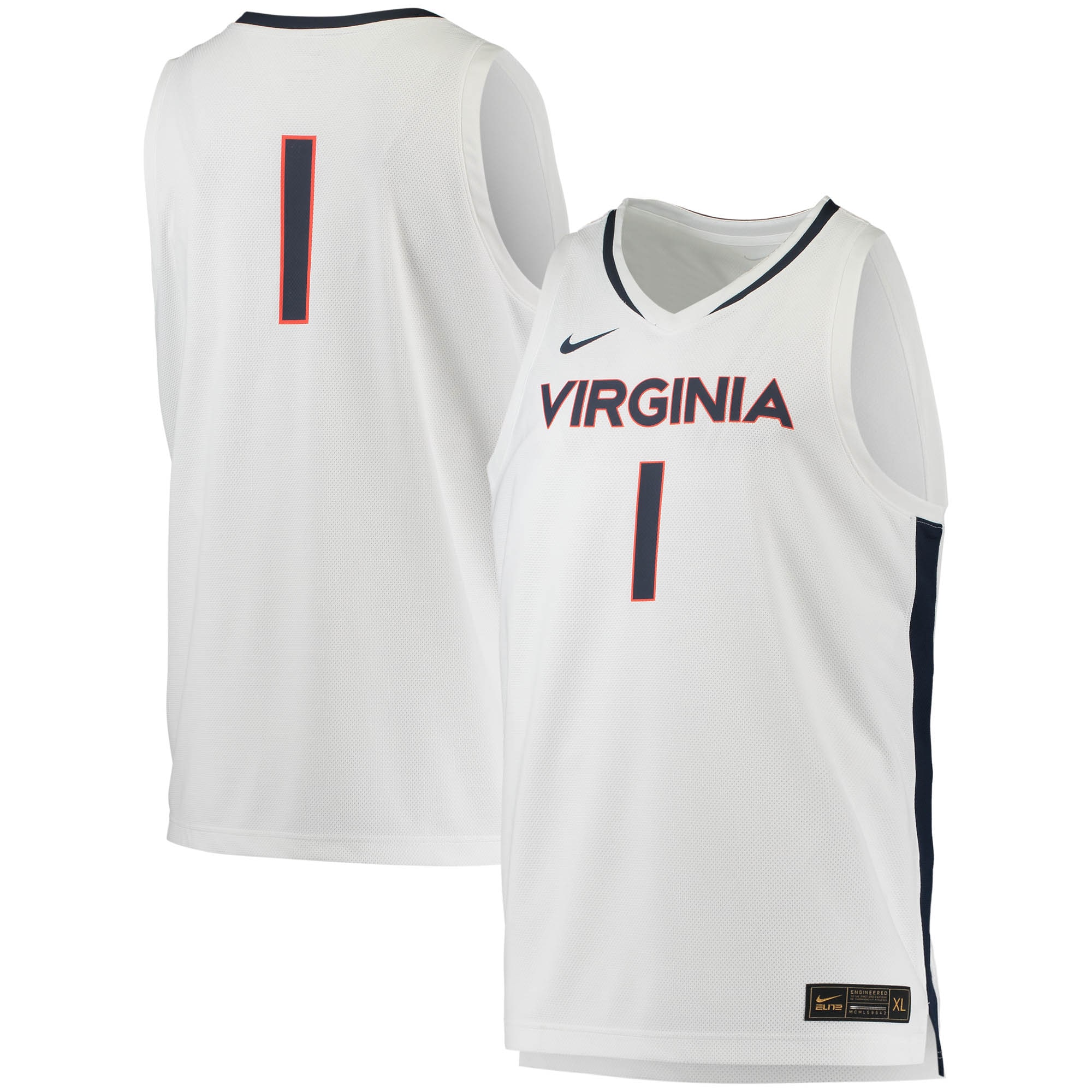 #1 Virginia Cavaliers Replica Basketball Jersey - White For Youth Women Men