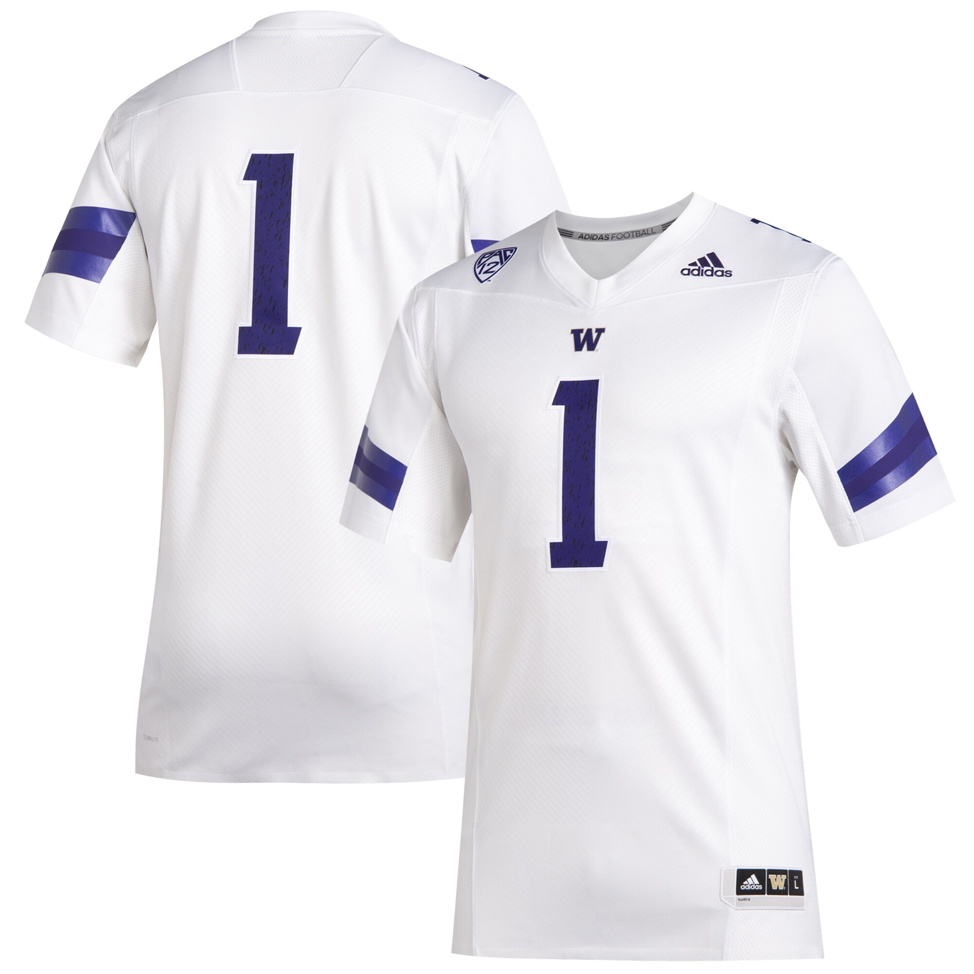 #1 Washington Huskies   Premier  Football Shirts Jersey - White For Youth Women Men