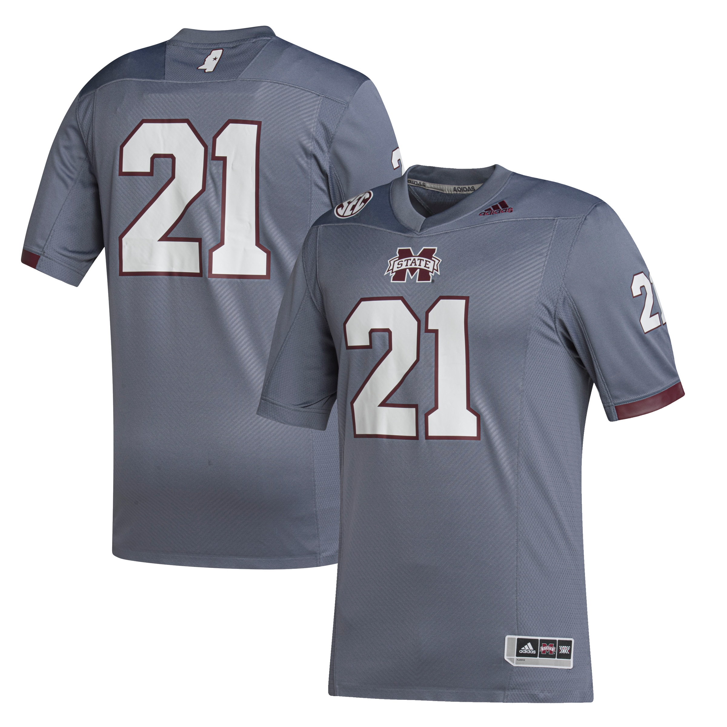 #21 Mississippi State Bulldogs   Premier Strategy Jersey - Gray For Youth Women Men