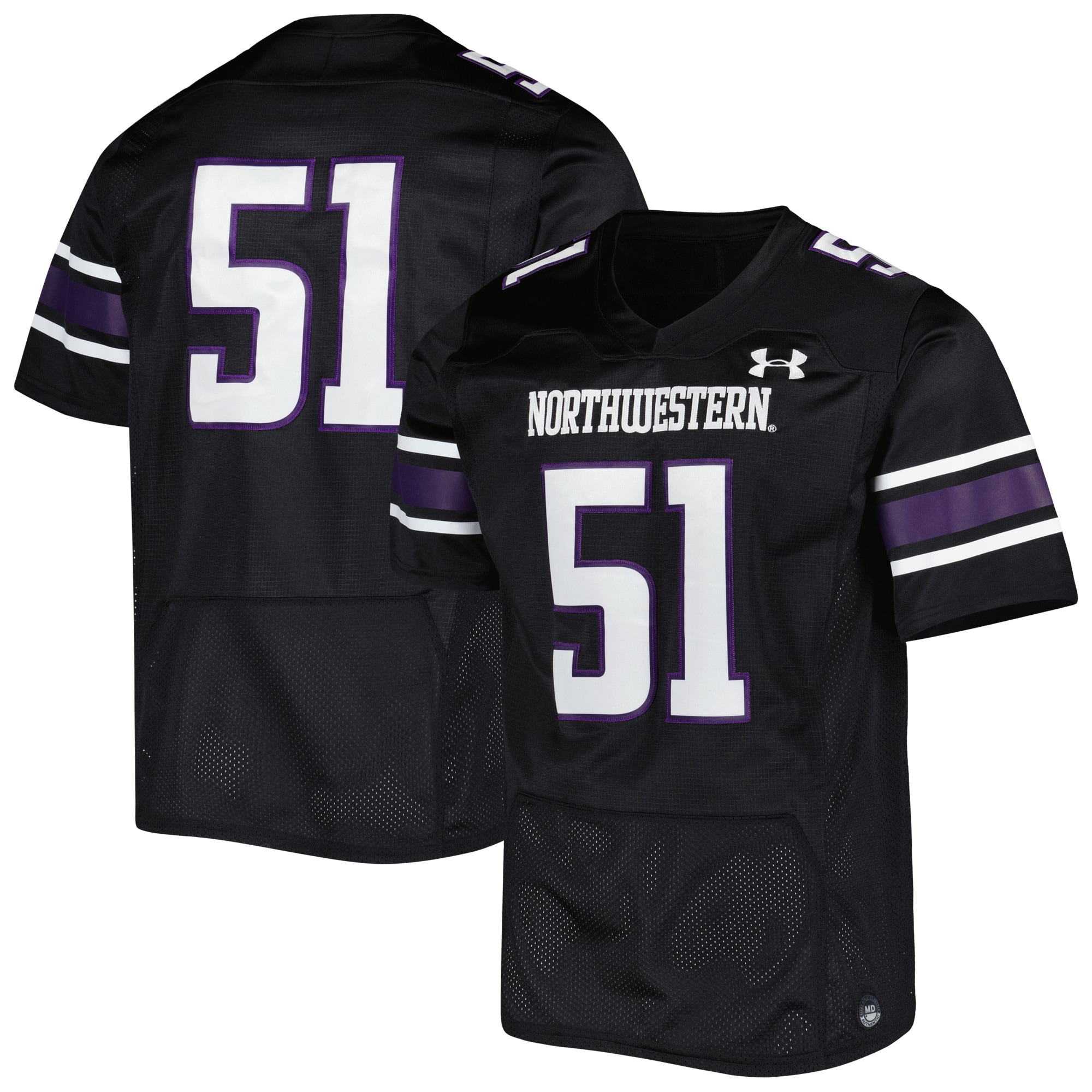 #51 Northwestern Wildcats Under Armour Premier Limited Jersey - Black For Youth Women Men