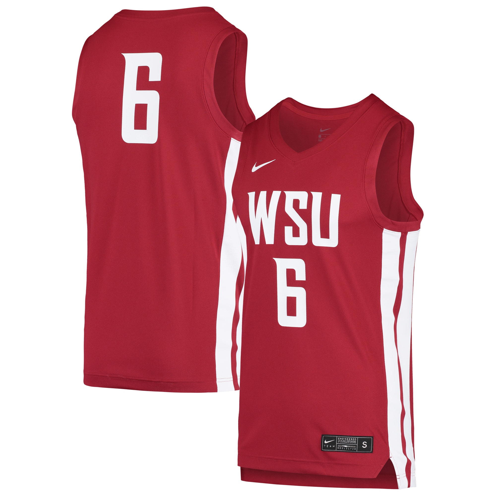 #6 Washington State Cougars Replica Basketball Jersey - Crimson For Youth Women Men
