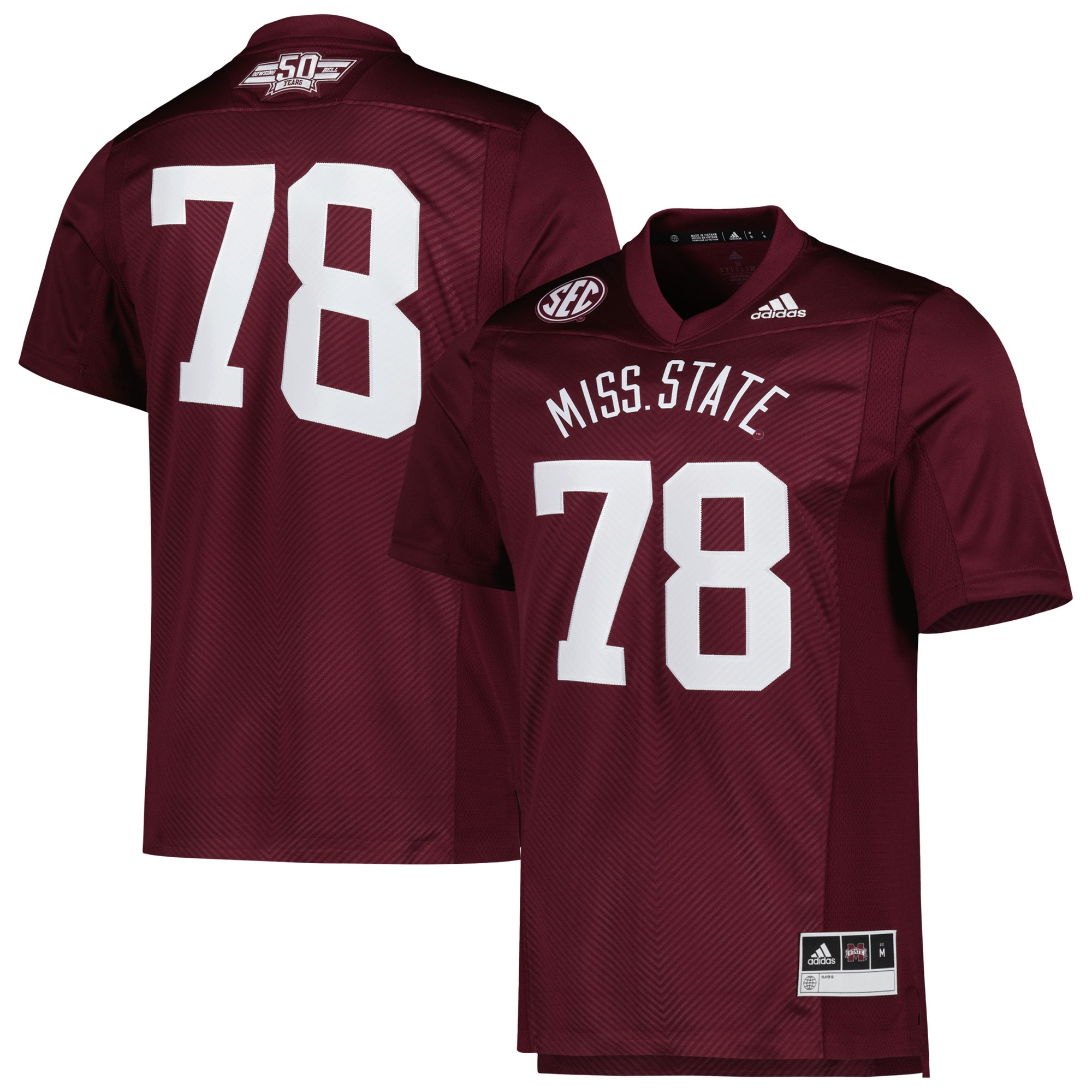 #78 Mississippi State Bulldogs   Dowsing X Bell 50 Years Premier Strategy Jersey - Maroon For Youth Women Men