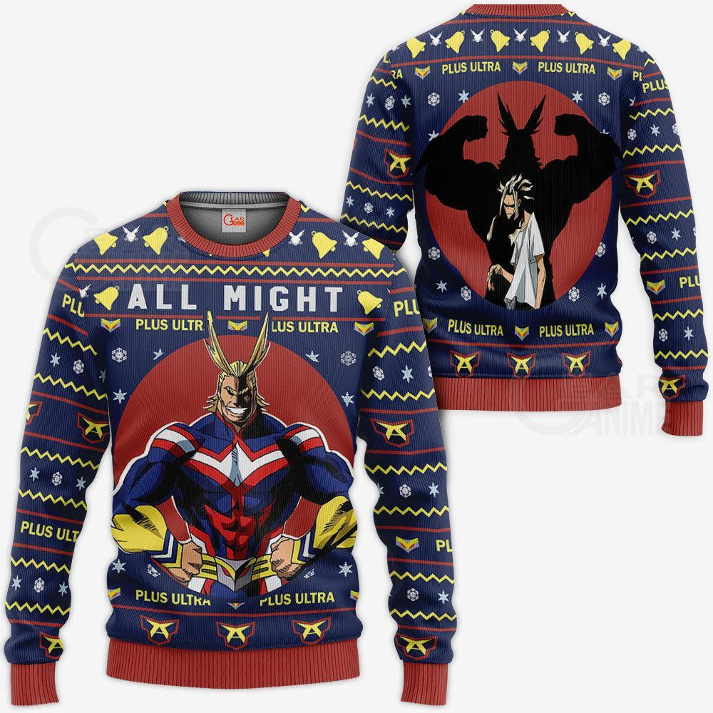 All Might Ugly Christmas Sweater My Hero Academia Anime Xmas Shirt Gift Idea Kid Youth Women Zip Men