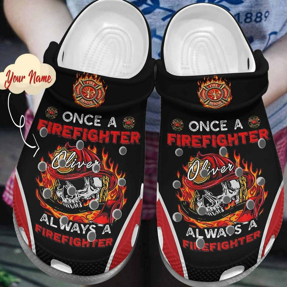 Always A Firefighter Your Name Comfortable For Mens And Womens Classic Water Rubber clog Crocss Shoes