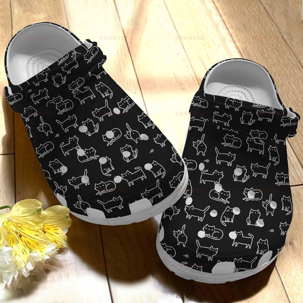 Black Cat 10 Gift For Lover Rubber clog Crocss Shoes