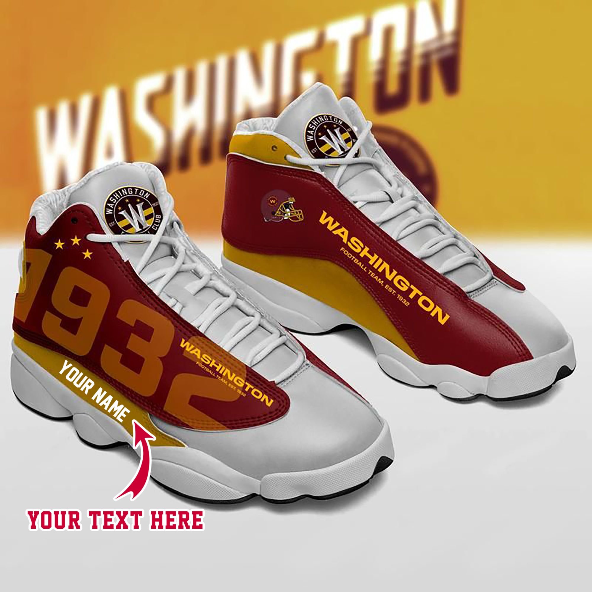 Buy Washington Football Football NFL Retro AJ13 Sneakers Customized Shoes