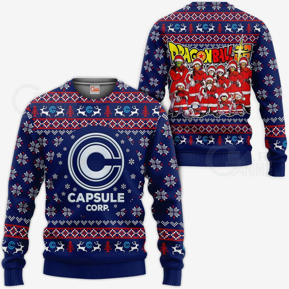 Capsule Ugly Christmas Sweater DB Anime Xmas Gift Idea VA10 Kid Youth Women Zip Men