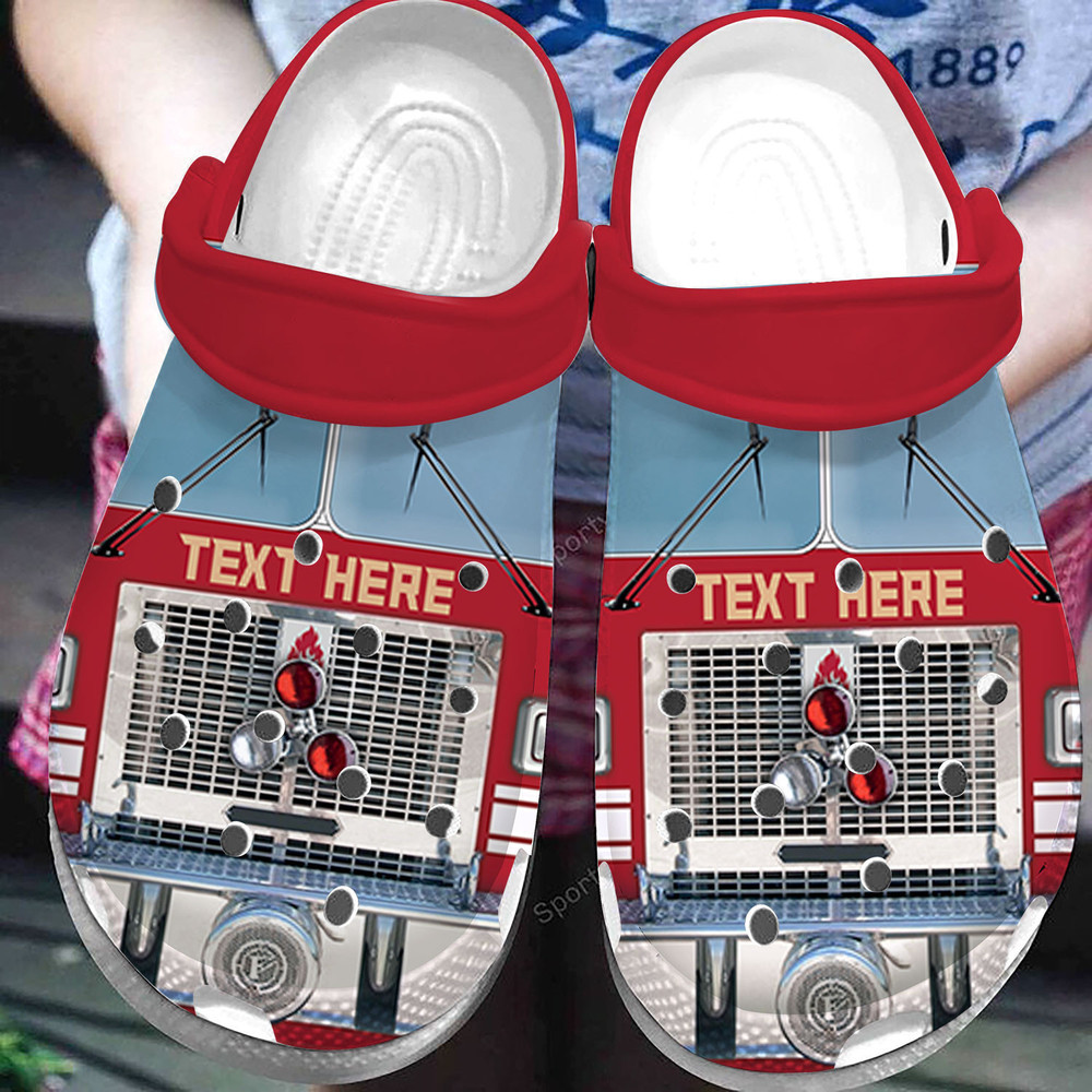 Custom Text Red Firetruck - Firefighter Clogs Shoes