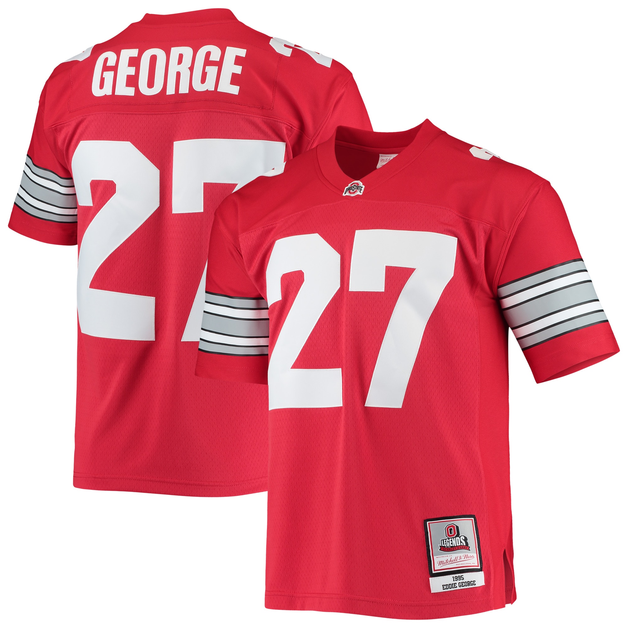Eddie George Ohio State Buckeyes Mitchell & Ness 1995 Authentic Throwback Legacy Jersey - Scarlet For Youth Women Men