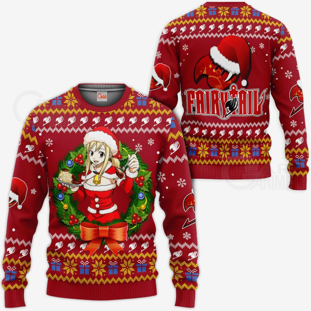 Fairy Tail Lucy Heartfilia Ugly Christmas Sweater Anime Xmas VA11 Kid Youth Women Zip Men