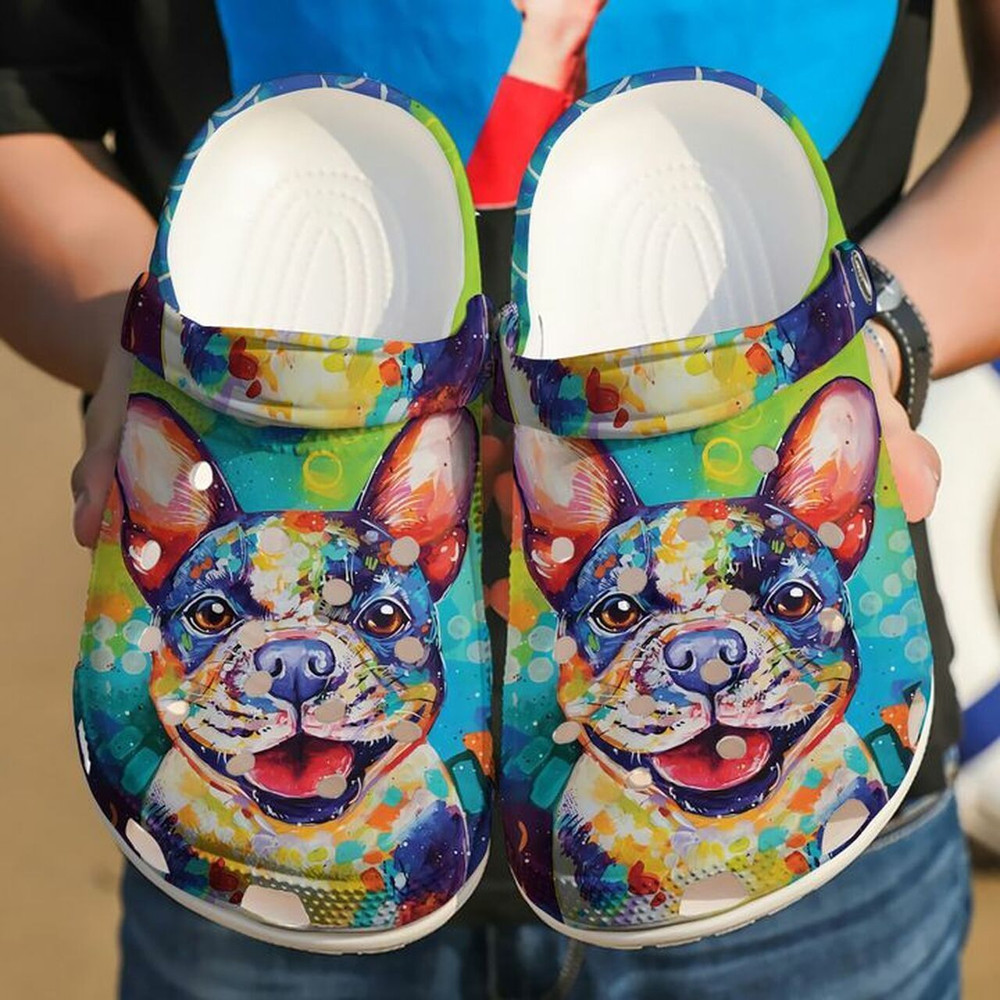 French Bull Dog Colorful 102 Gift For Lover Rubber clog Crocss Shoes