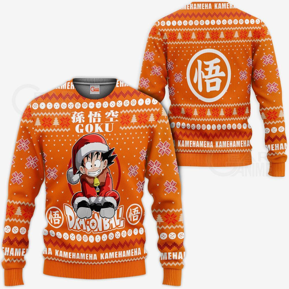 Goku Kid Ugly Christmas Sweater Dragon Ball Anime Xmas Gift VA10 Kid Youth Women Zip Men