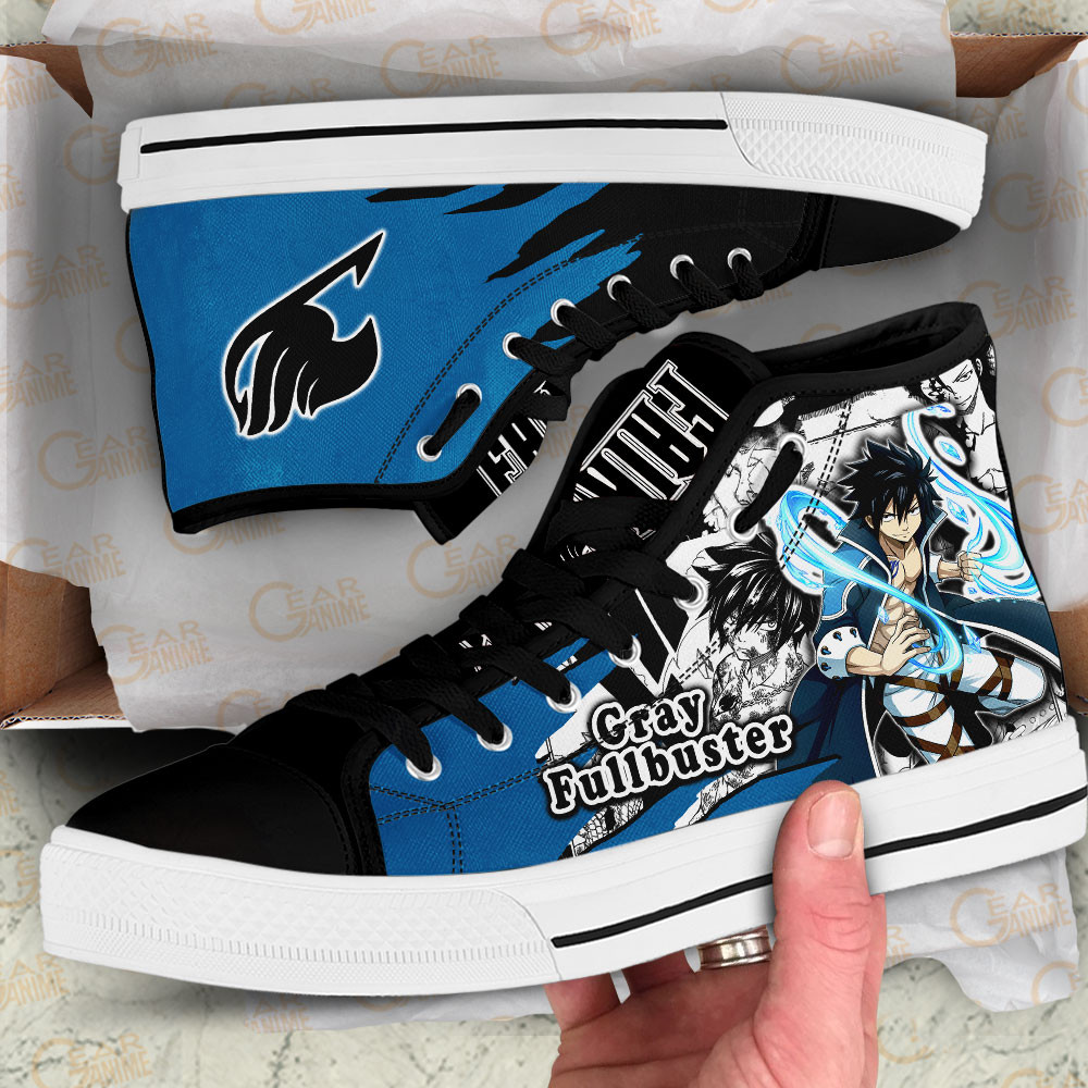 Gray Fullbuster High Top Shoes Custom Fairy Tail Anime Sneakers Mix Manga