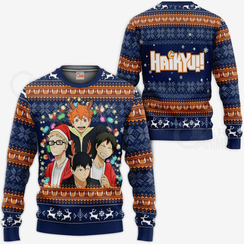Haikyuu Ugly Christmas Sweater Haikyuu Anime Xmas Gift VA10 Kid Youth Women Zip Men