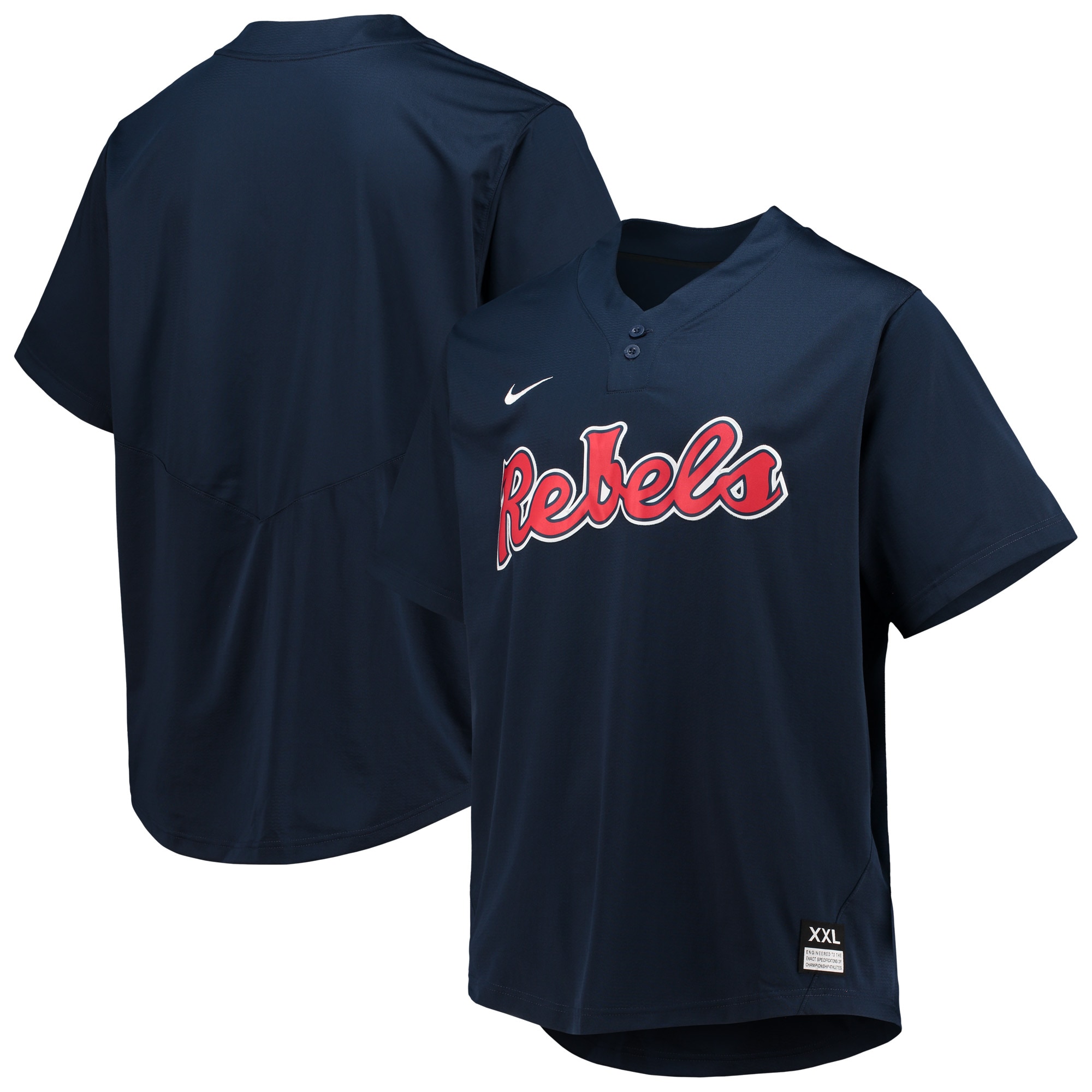 Ole Miss Rebels Two-Button Replica Baseball Jersey - Navy For Youth Women Men