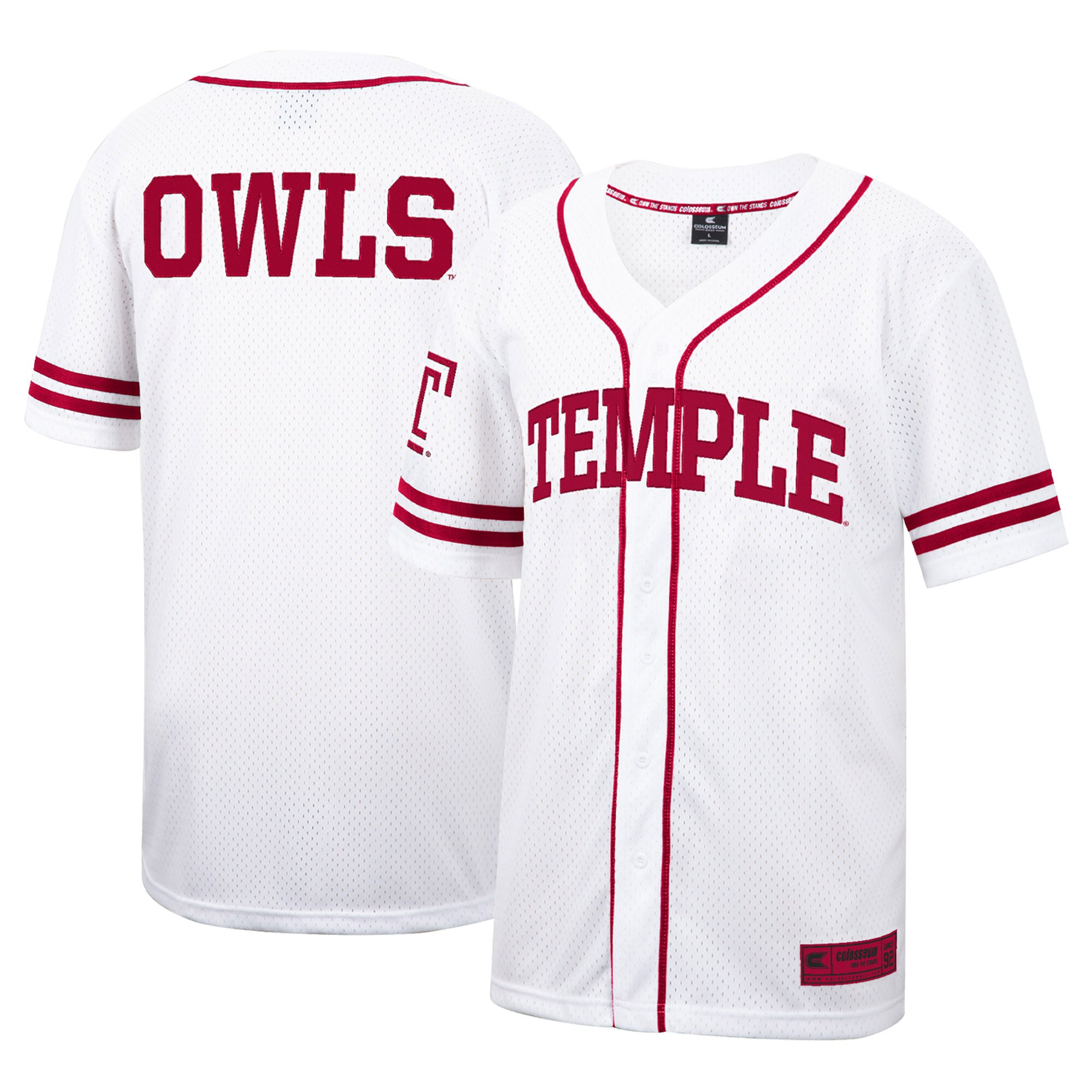 Temple Owls Colosseum Free-Spirited Full-Button Baseball Jersey - White For Youth Women Men