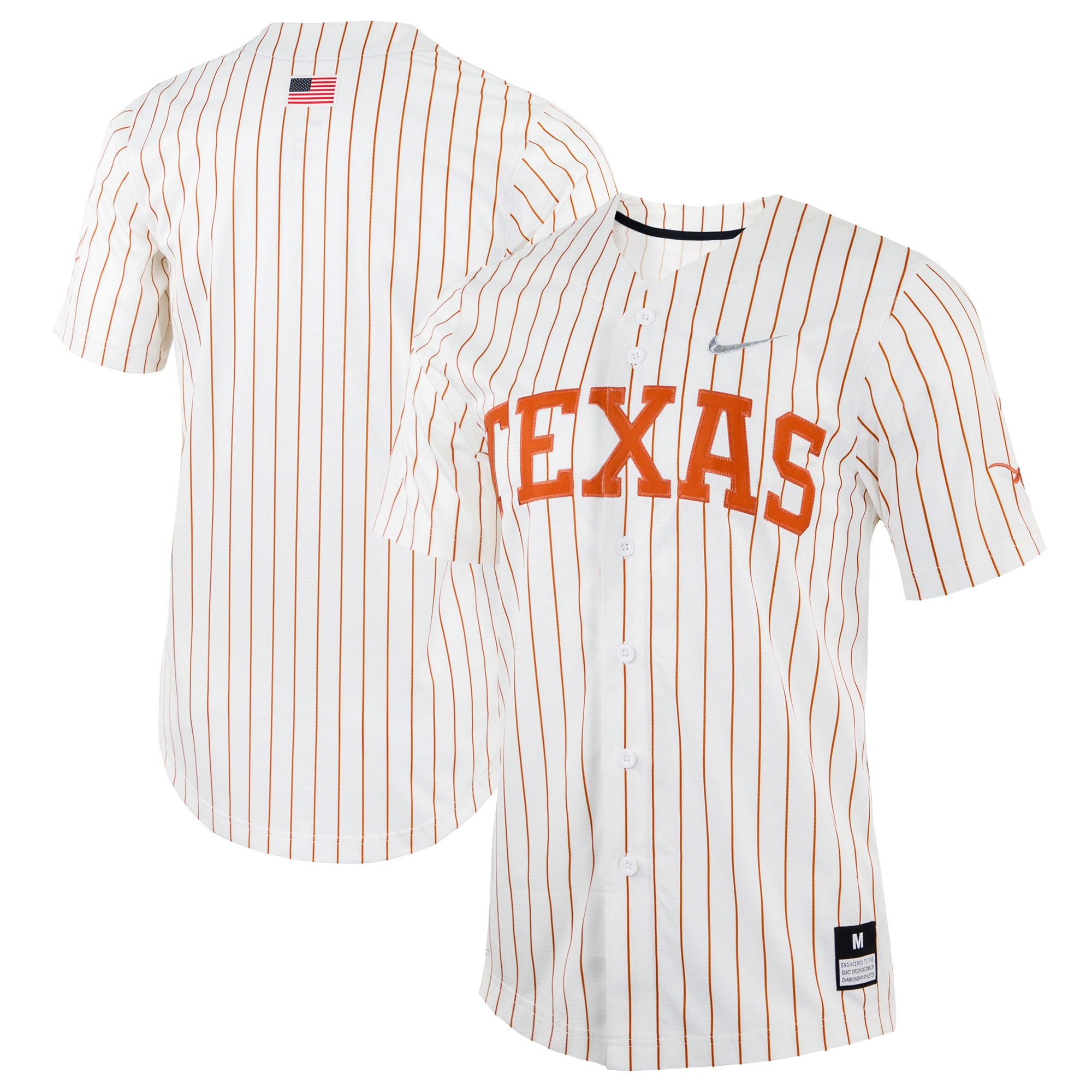 Texas Longhorns Pinstripe Replica Full-Button Baseball Jersey - White For Youth Women Men