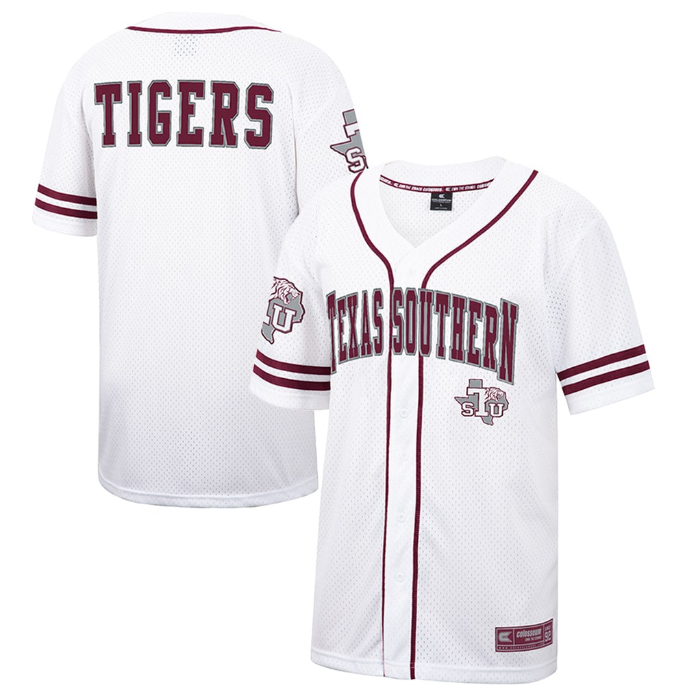 Texas Southern Tigers Colosseum Free Spirited Baseball Jersey - Whitemaroon For Youth Women Men