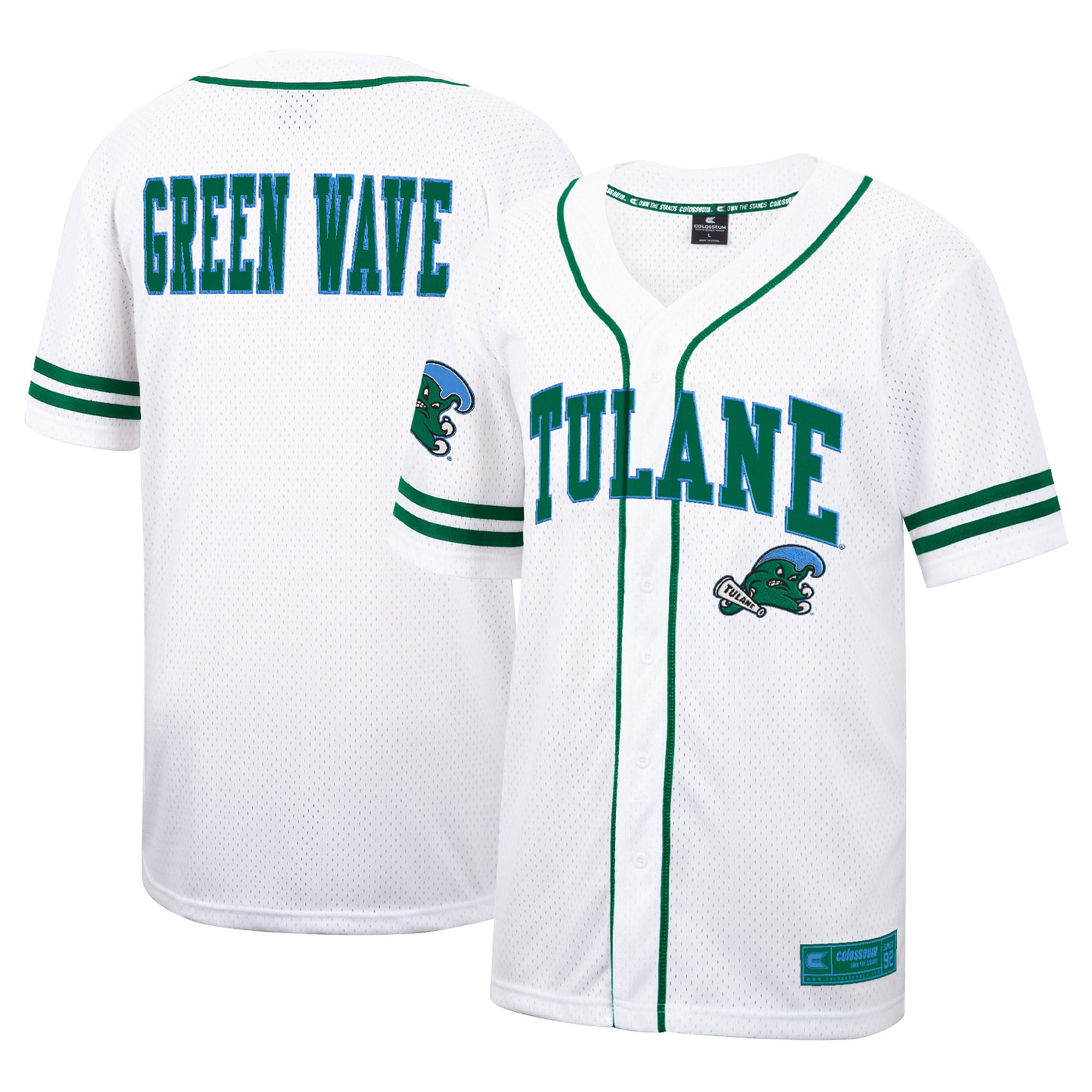 Tulane Green Wave Colosseum Free-Spirited Full-Button Baseball Jersey - White For Youth Women Men