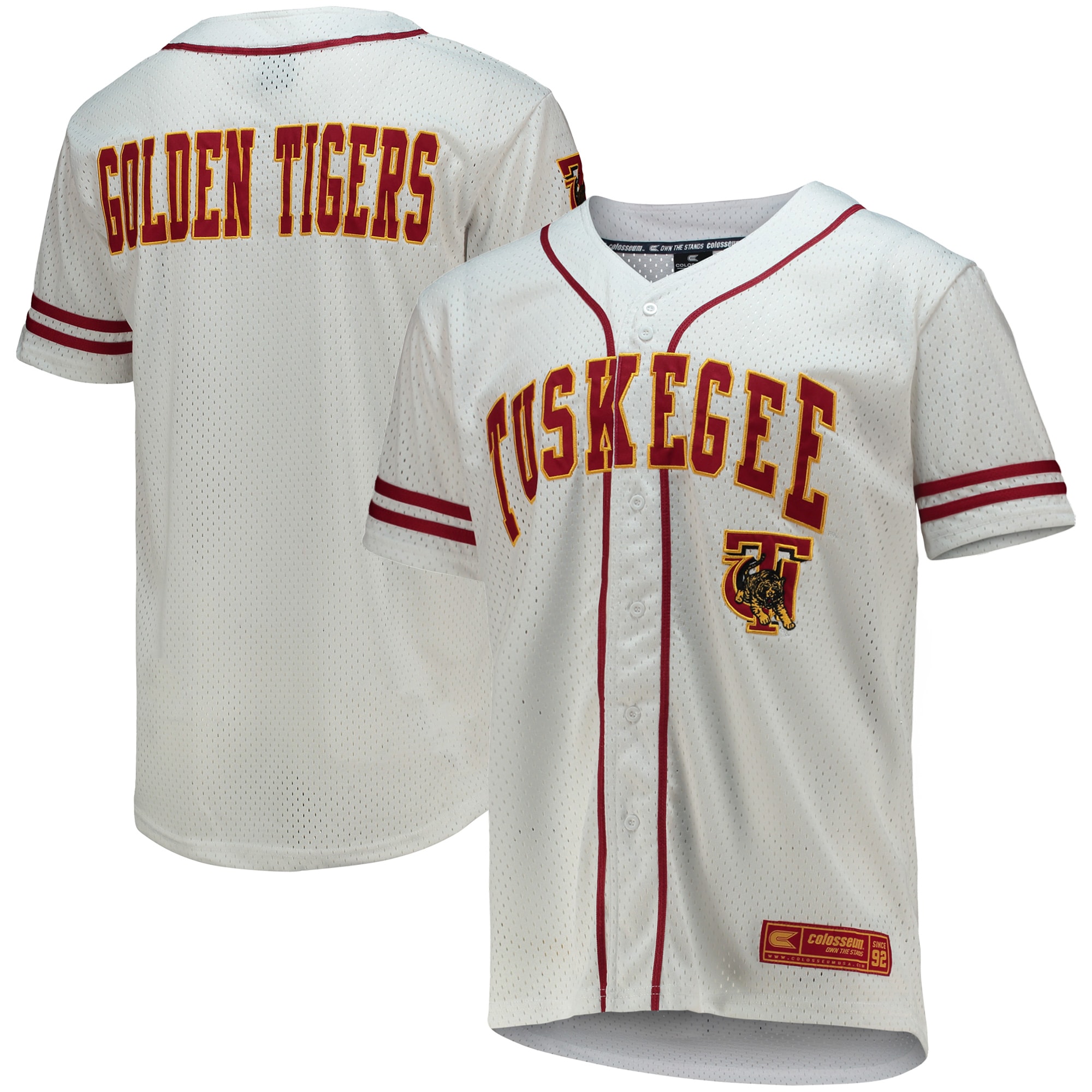 Tuskegee Golden Tigers Colosseum Free Spirited Baseball Jersey - Whitecrimson For Youth Women Men