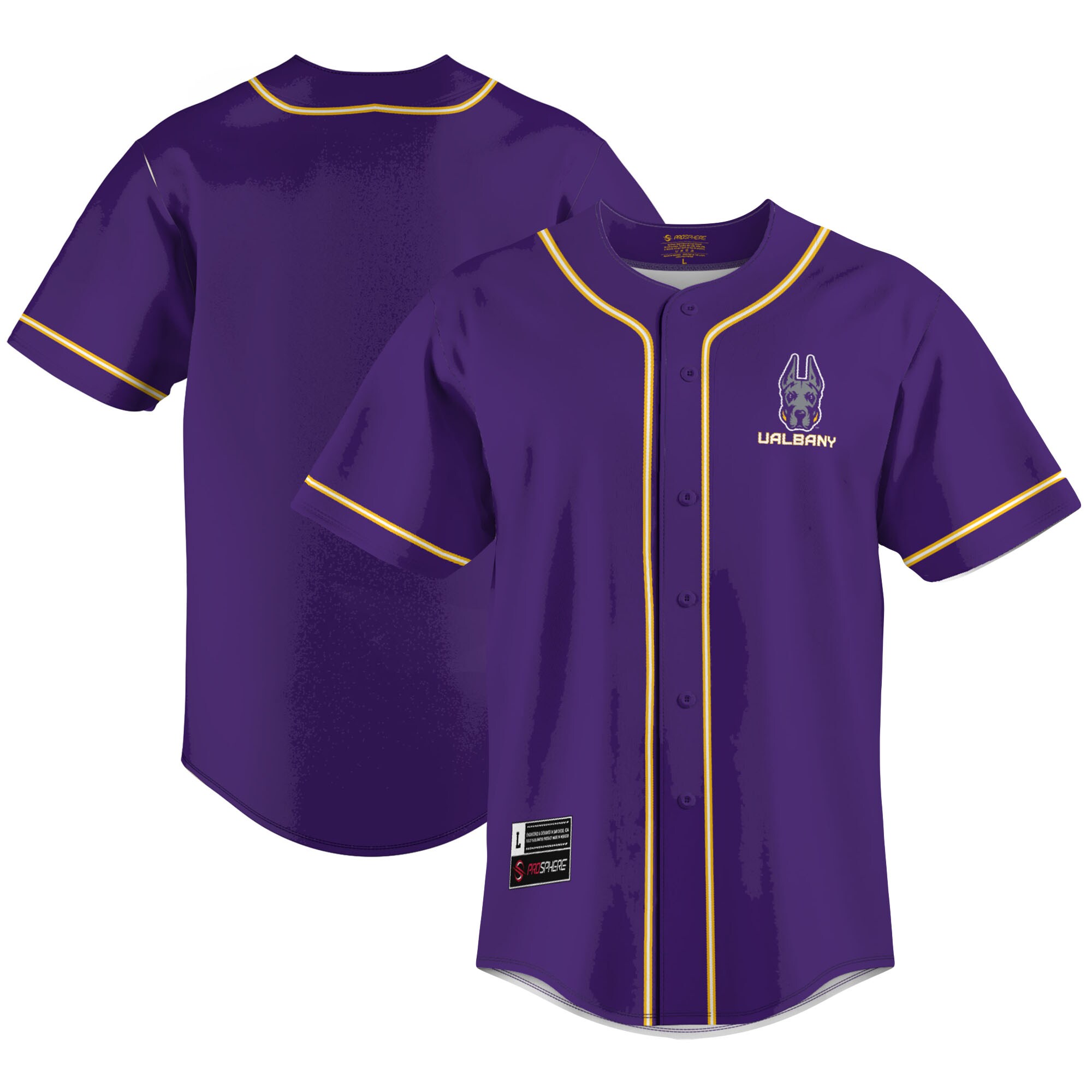 Ualbany Great Danes Prosphere Baseball Jersey - Purple For Youth Women Men