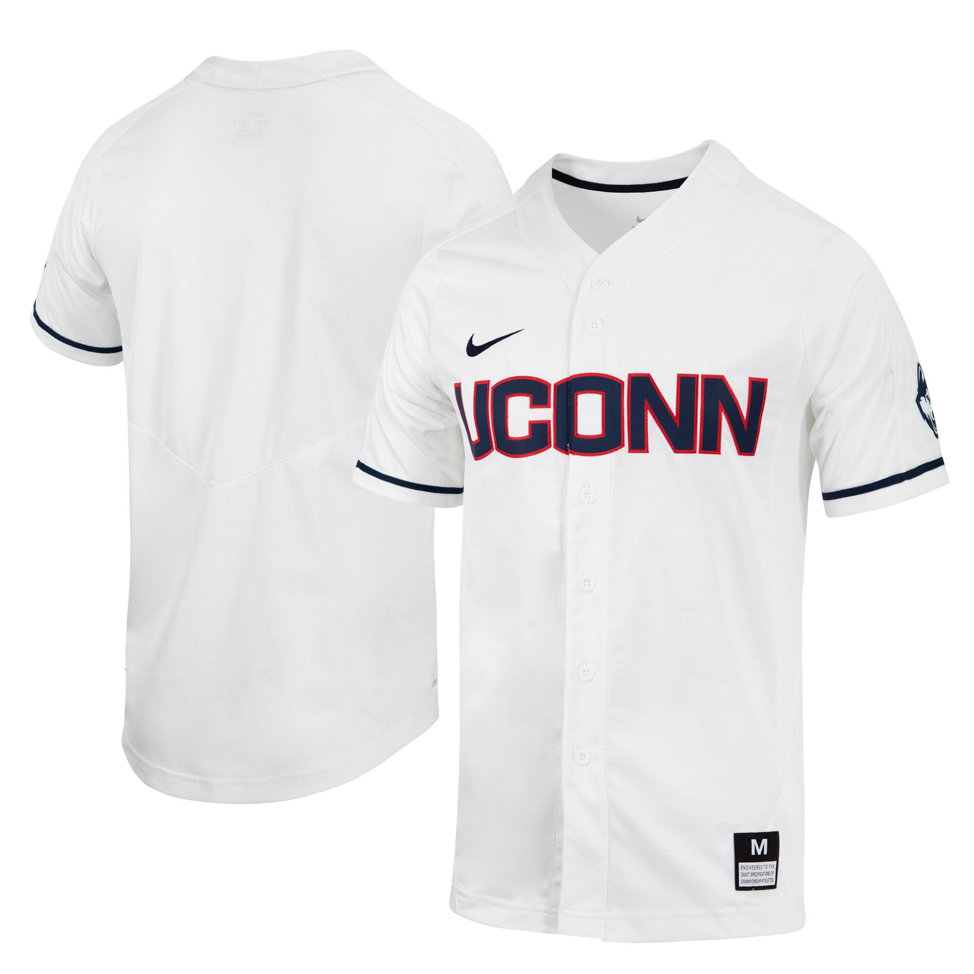 Uconn Huskies Replica Full-Button Baseball Jersey - White For Youth Women Men